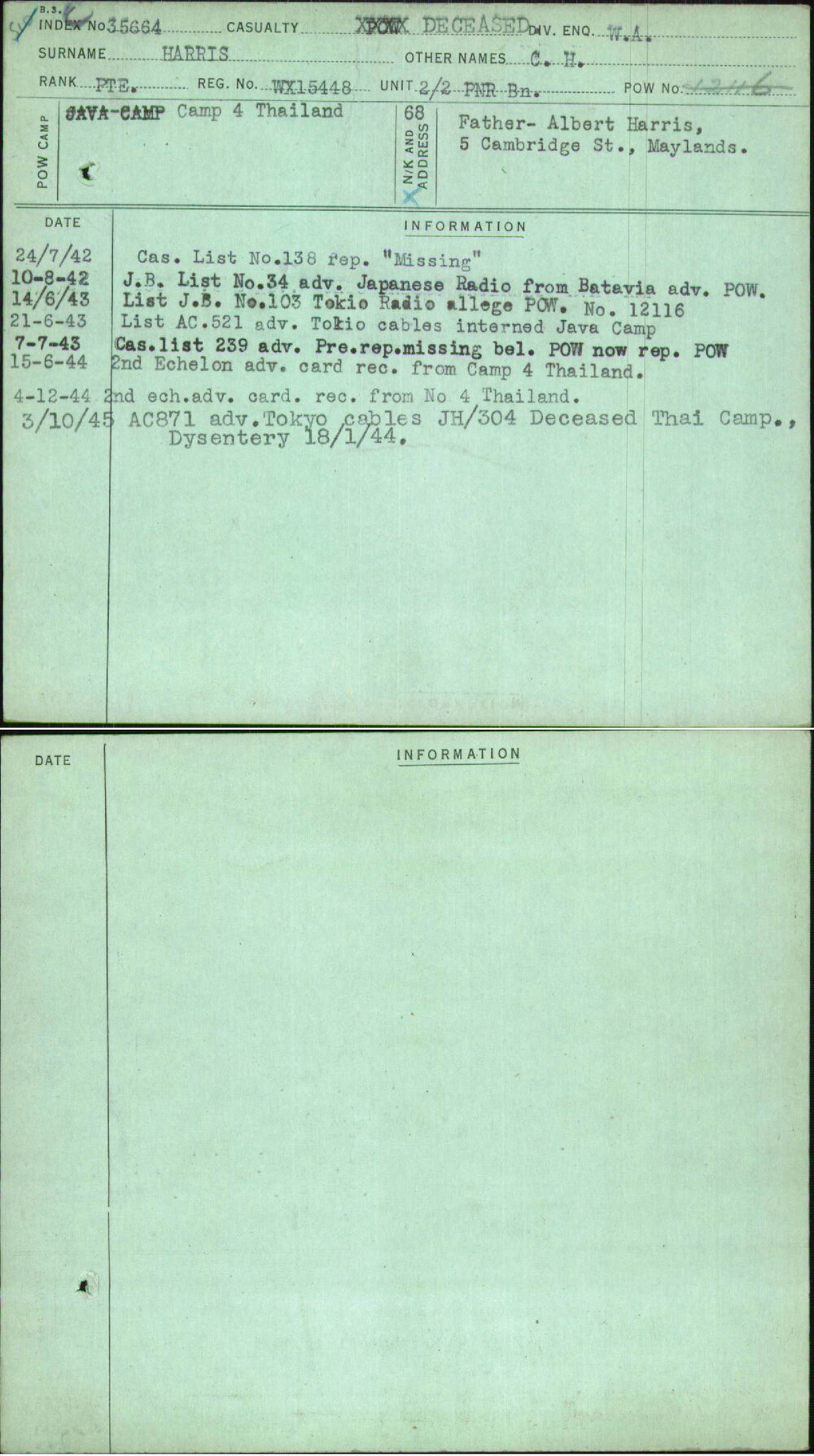 Harris, C H, WX15448