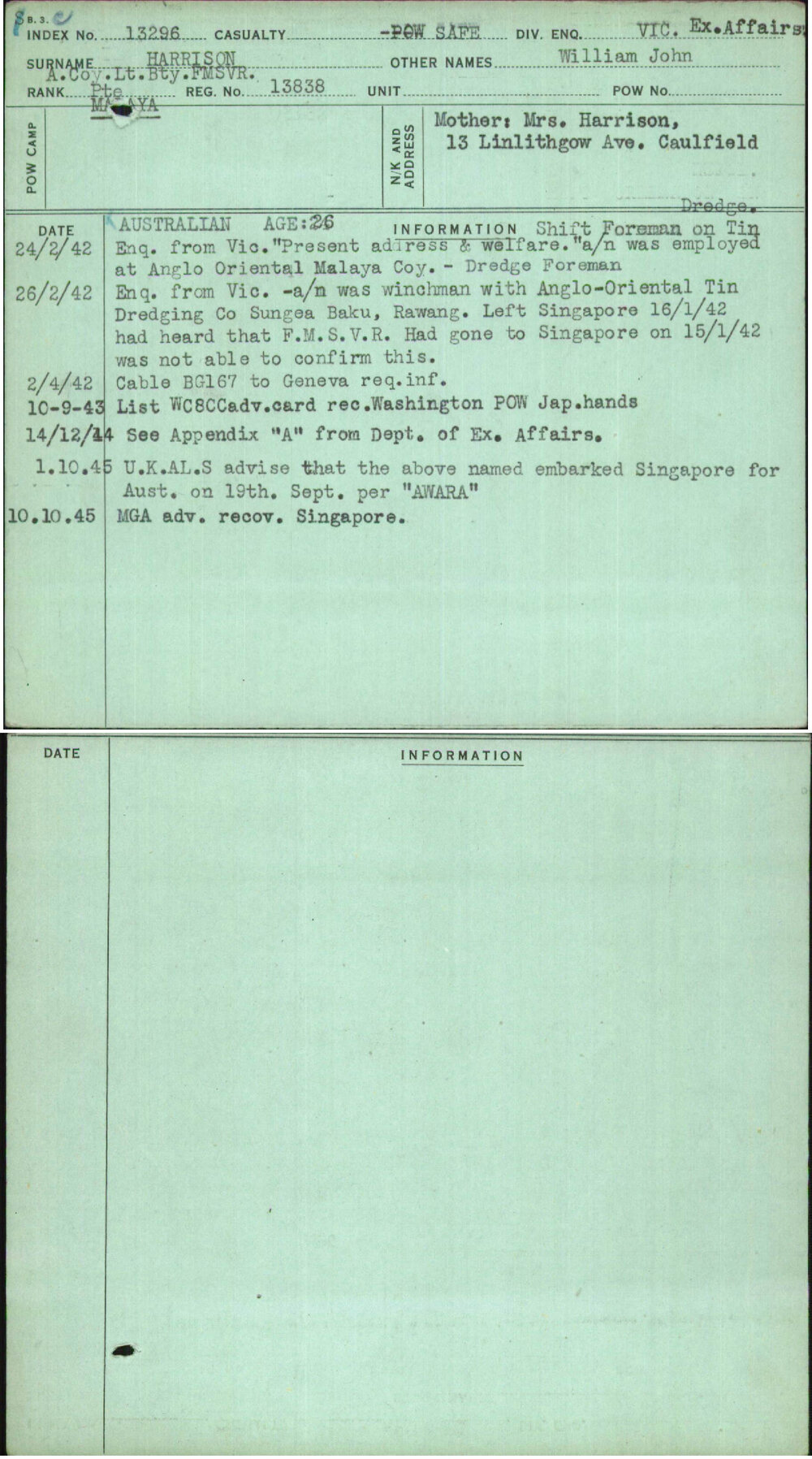 Harrison, William John, 13838