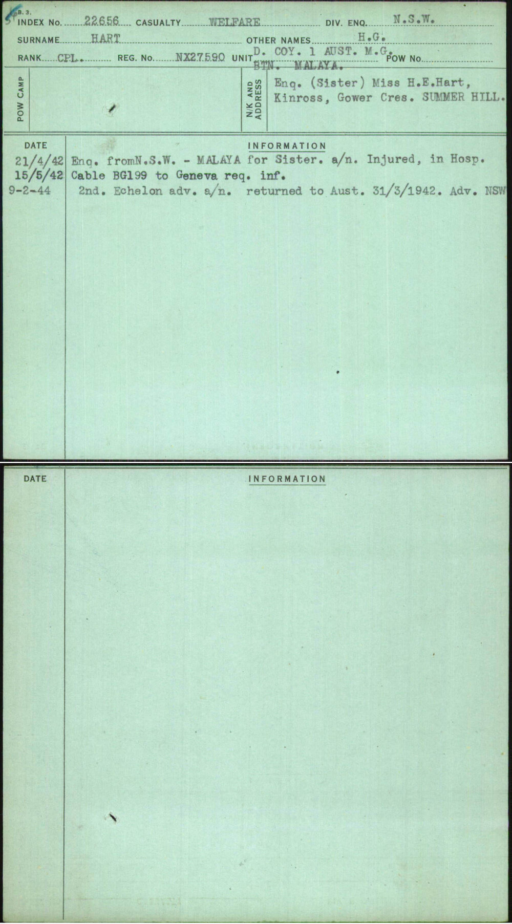Hart, H G, NX27590