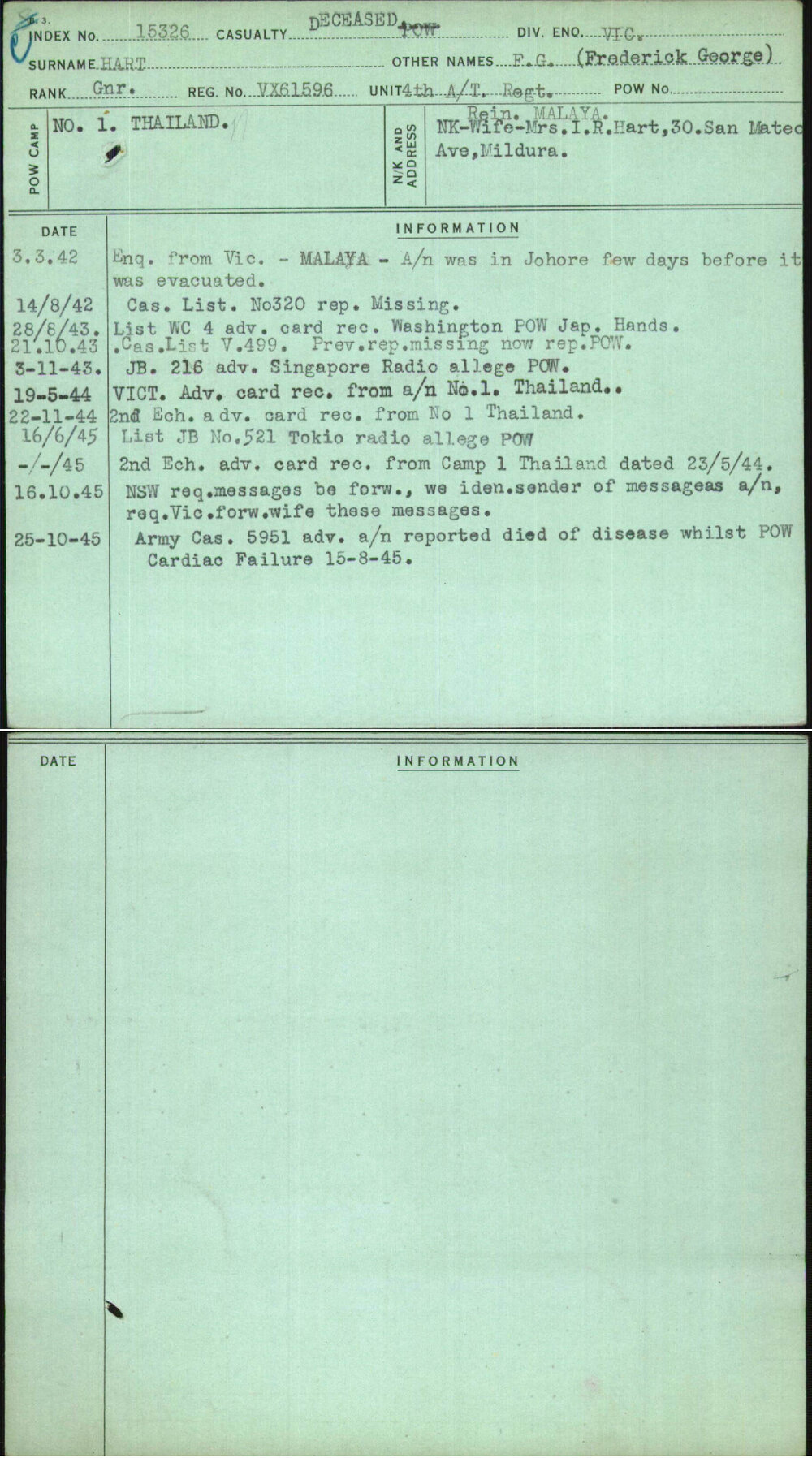 Hart, F G (Frederick George), VX61596