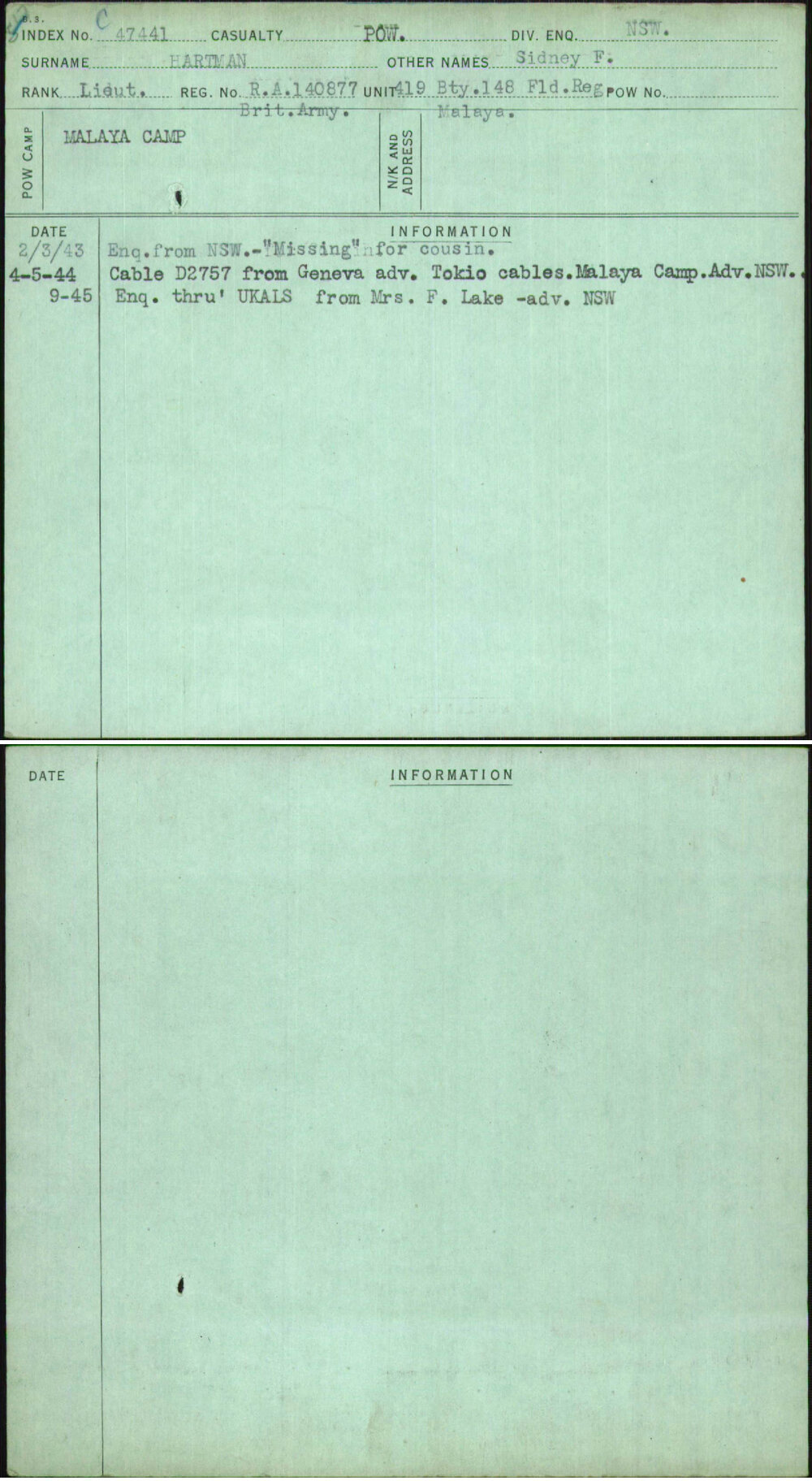 Hartman, Sidney F, Ra140877