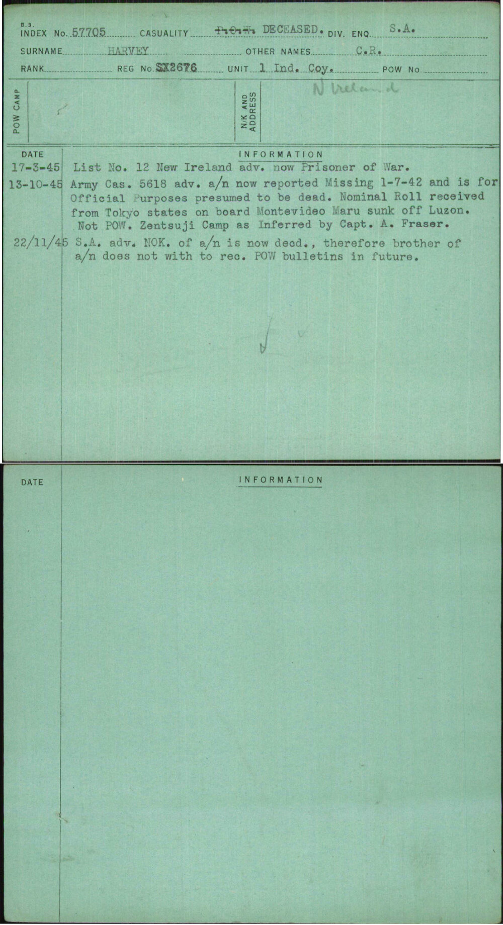 Harvey, C R, SX2676