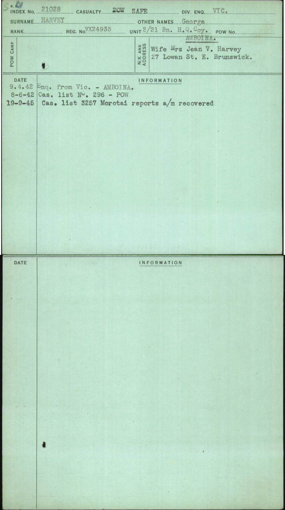 Harvey, George, VX24935