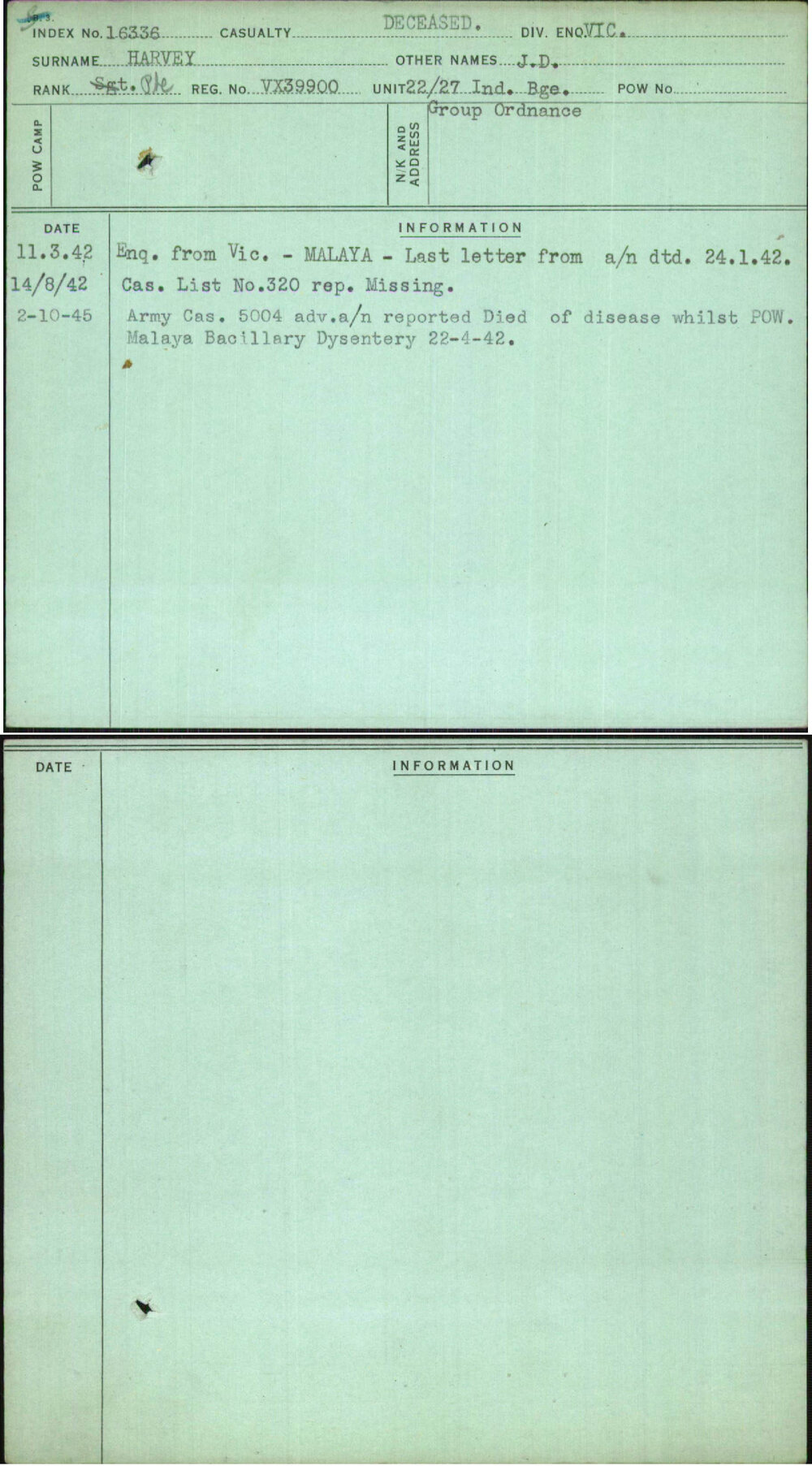 Harvey, J D, VX39900