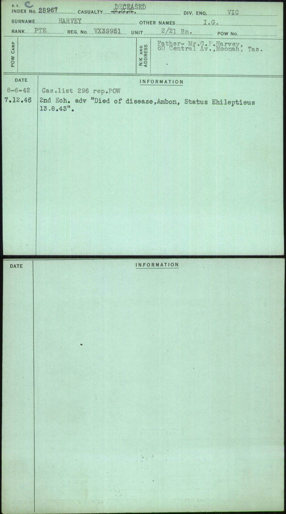 Harvey, I G, VX39951