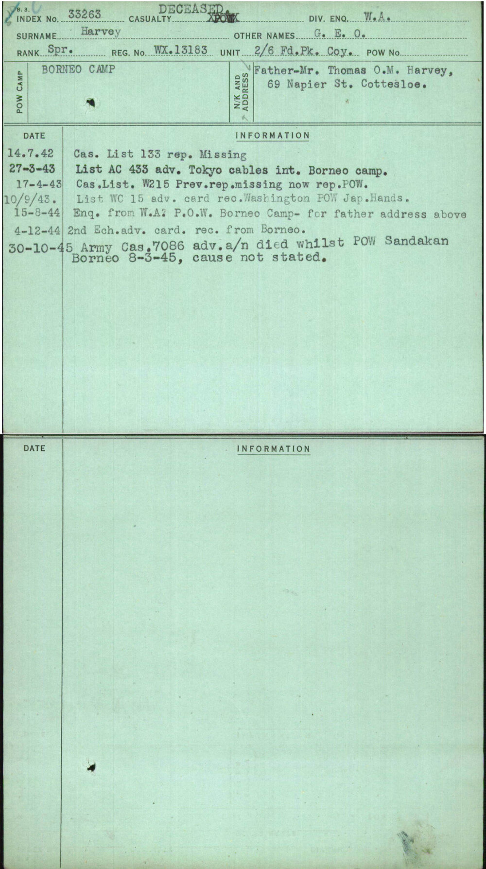 Harvey, G E O, WX13183
