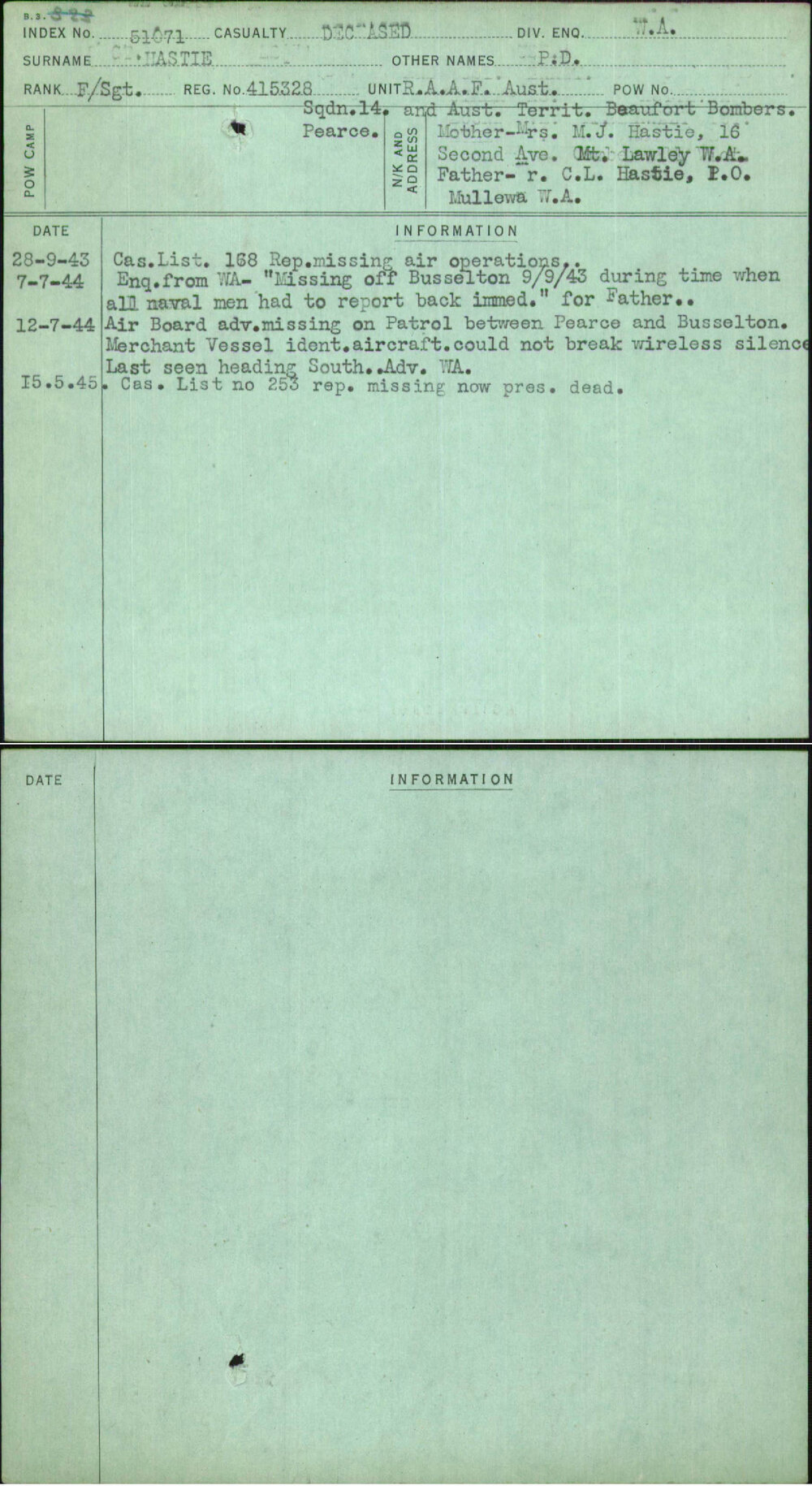 Hastie, P D, 415328
