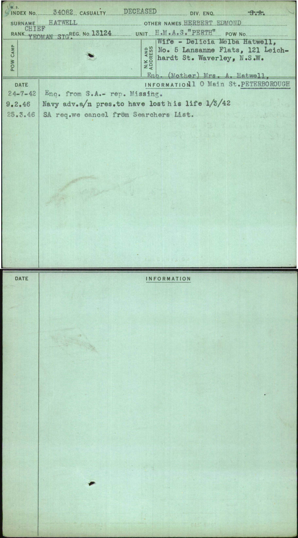 Hatwell, Herbert Edmond, 13124
