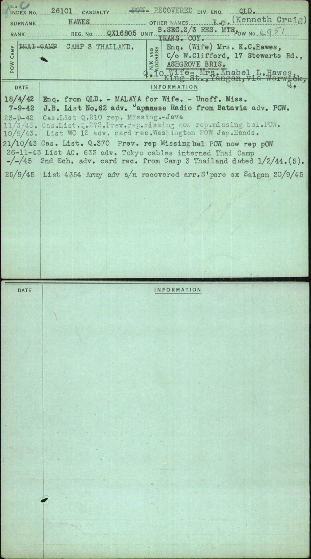 Hawes, K C (Kenneth Craig), QX16805