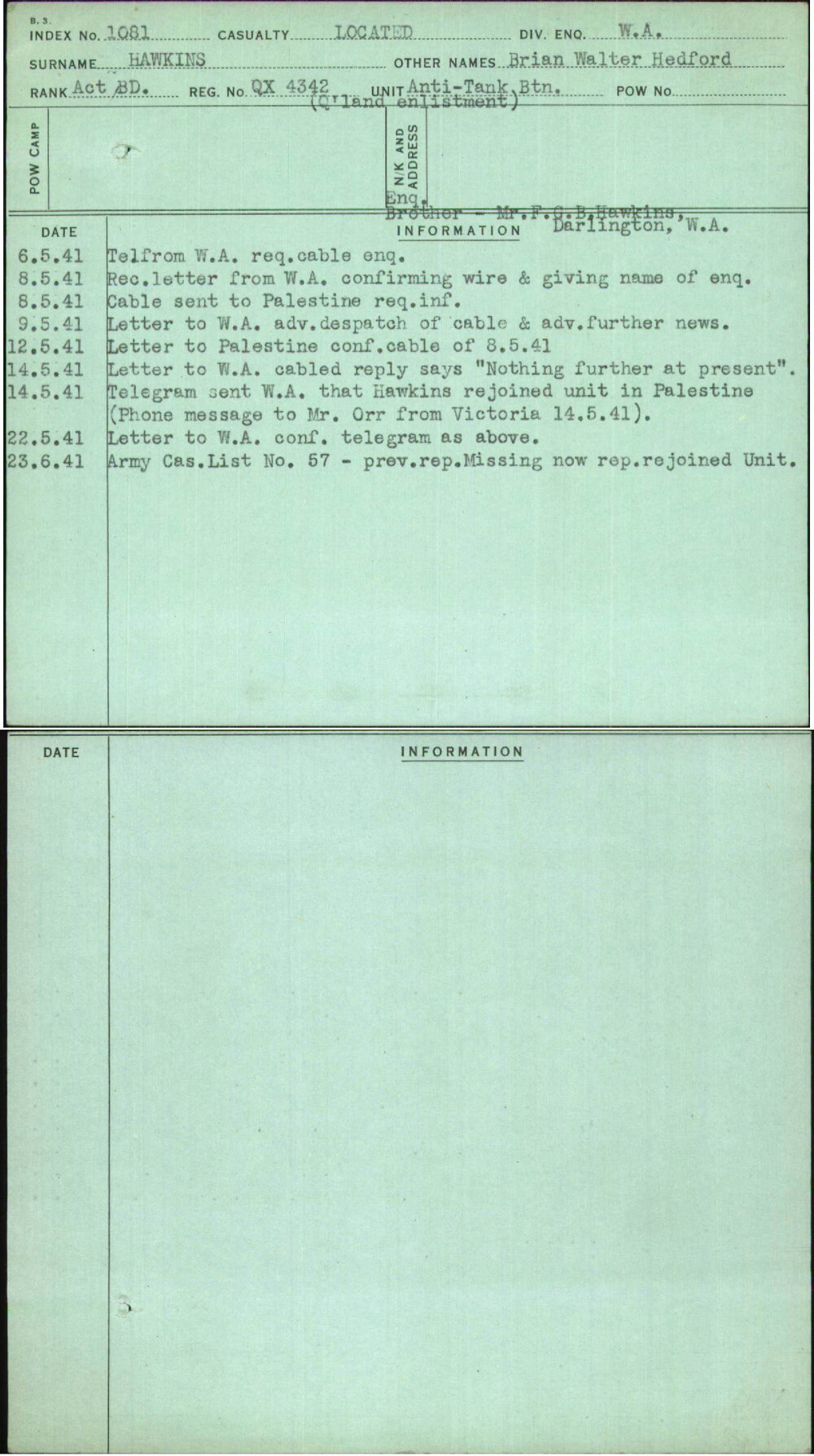 Hawkins, Brian Walter Hedford, QX4342