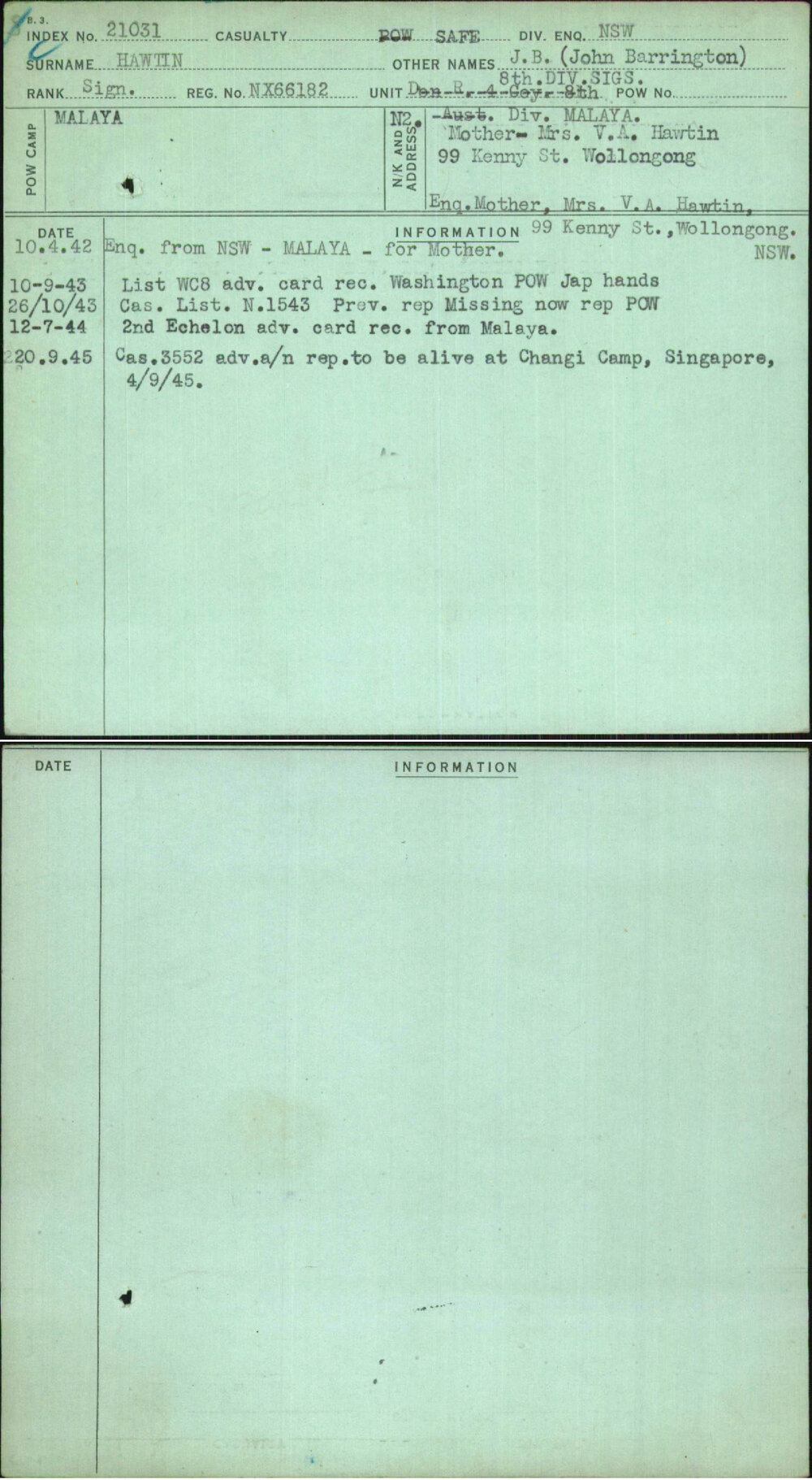 Hawtin, J B (John Barrington), NX66182