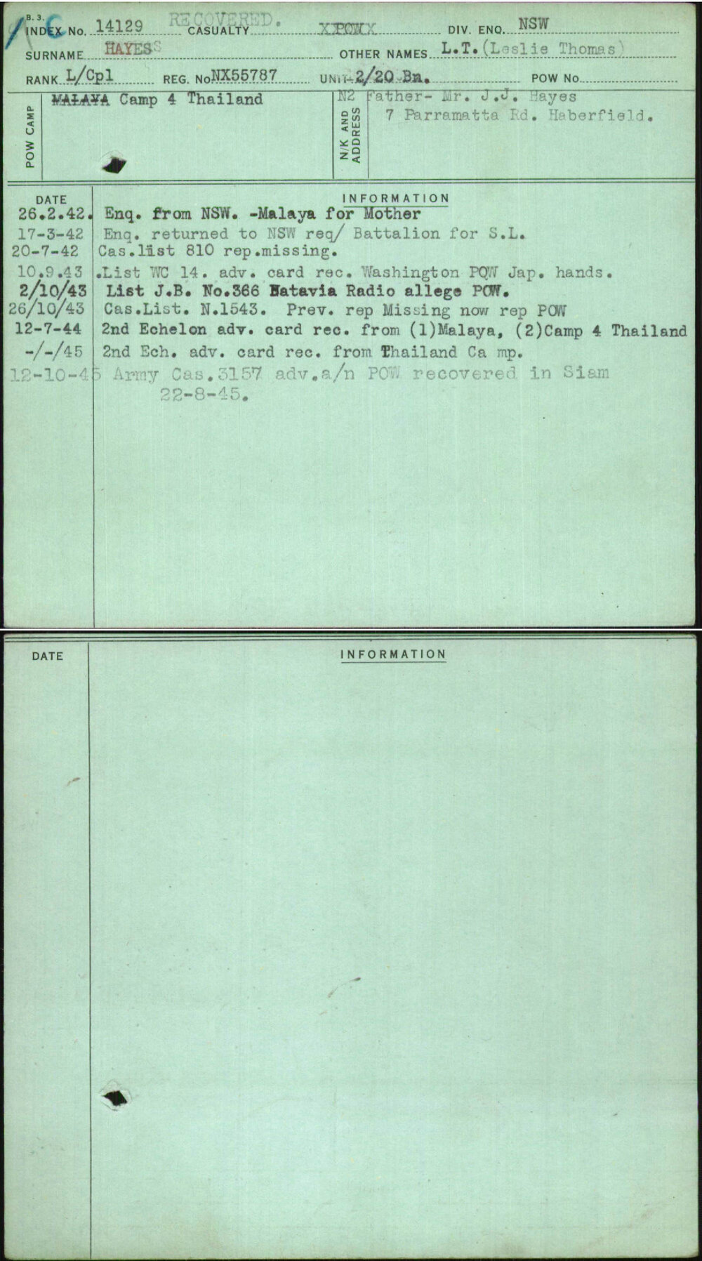 Hayes, L T (Leslie Thomas), NX55787