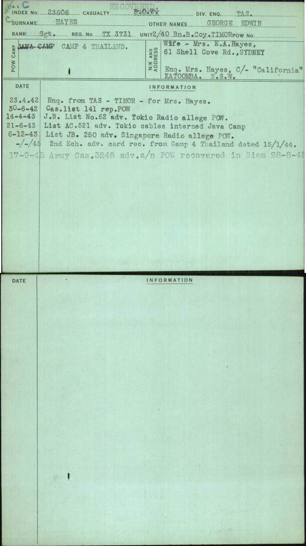 Hayes, George Edwin, TX3731