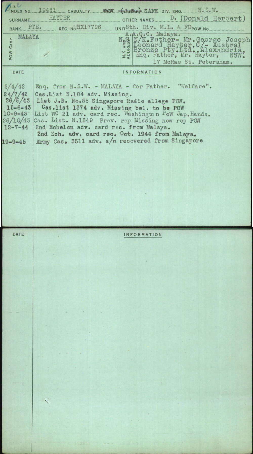 Hayter, D (Donald Herbert), NX17796