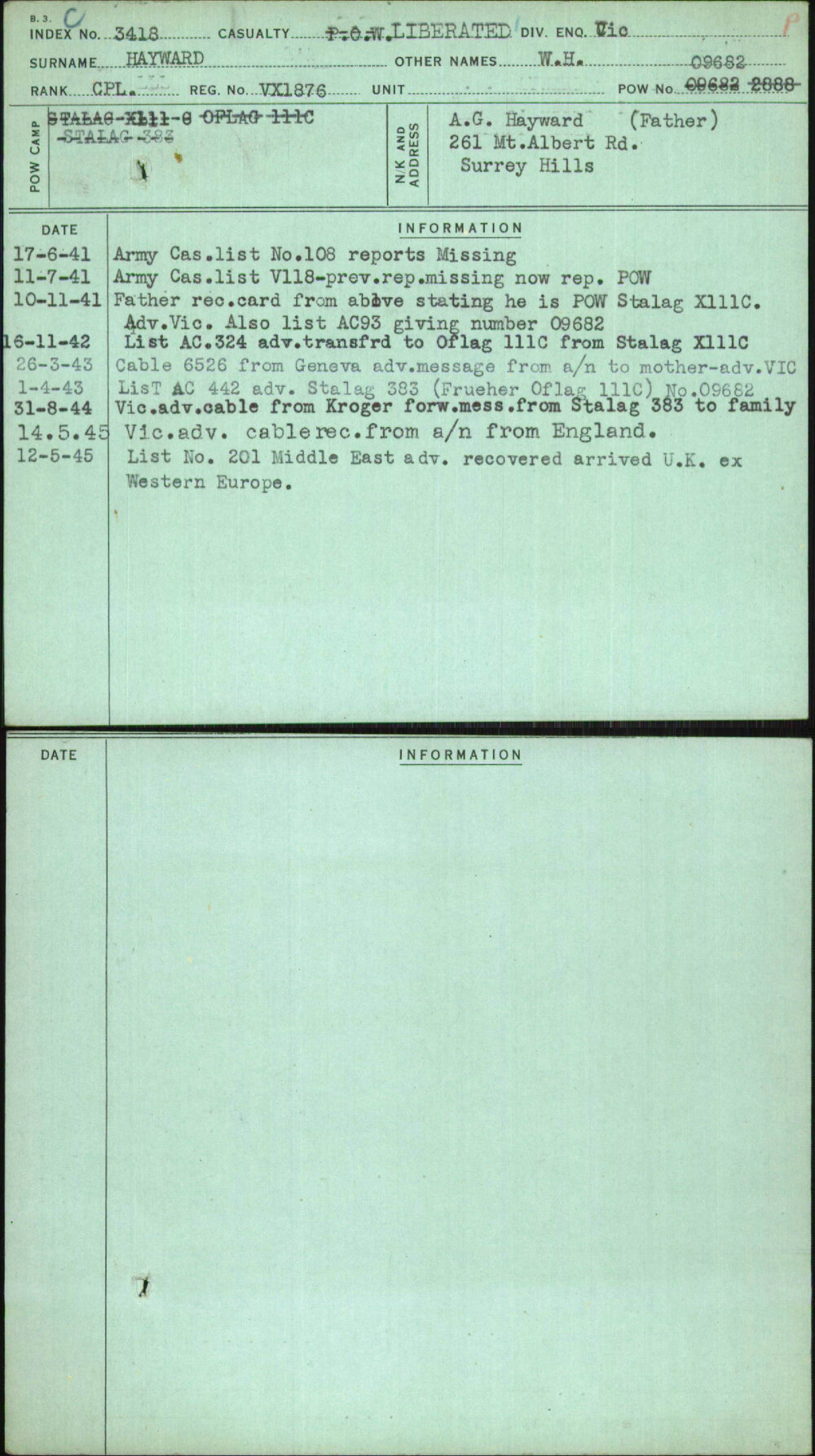 Hayward, W H, VX1876