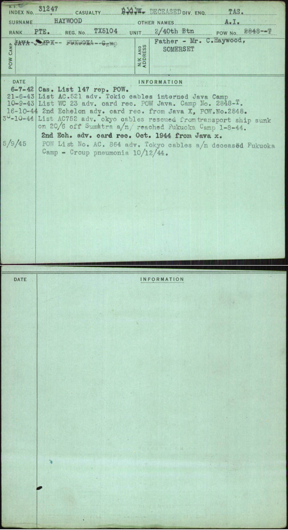 Haywood, A I, TX5104