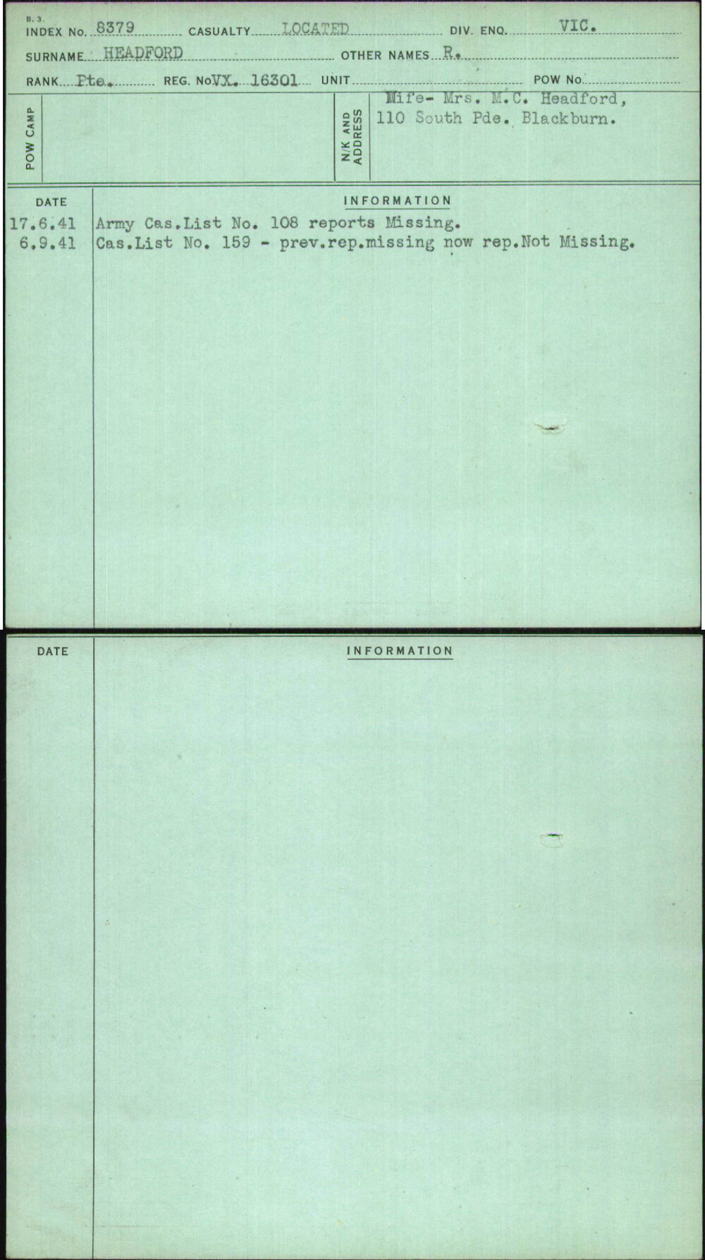 Headford, R, VX16301