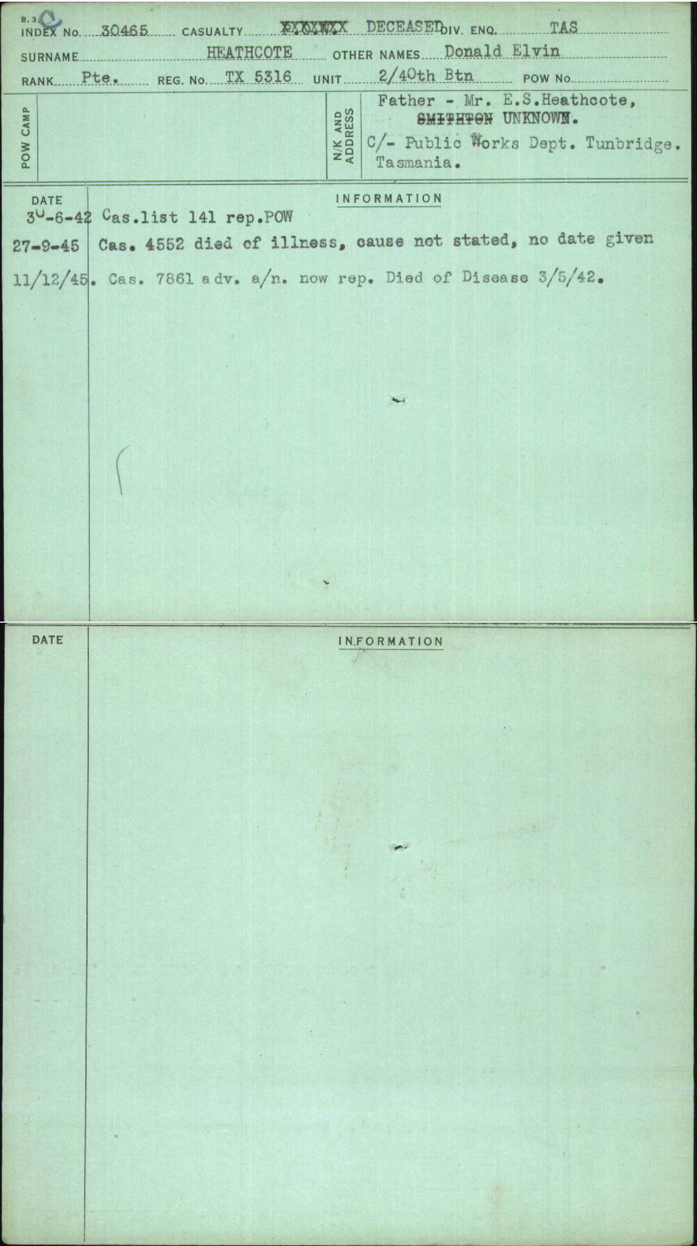 Heathcote, Donald Elvin, TX5316