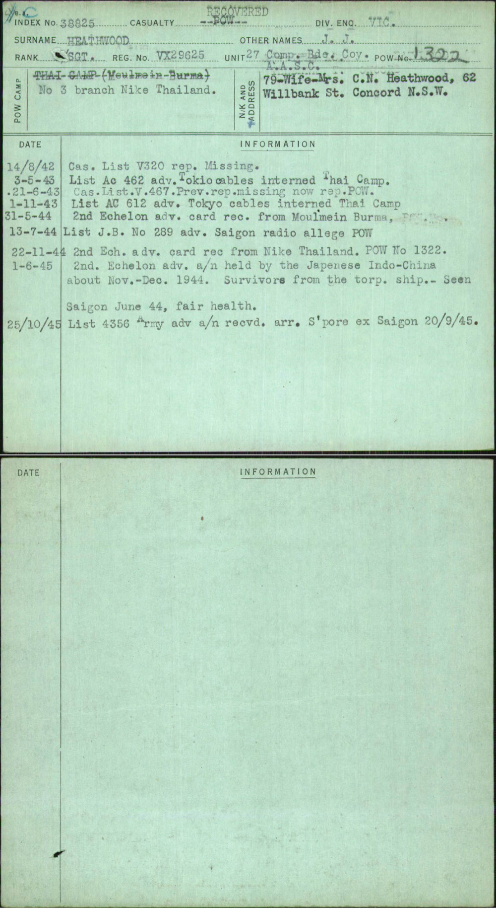 Heathwood, J J, VX29625