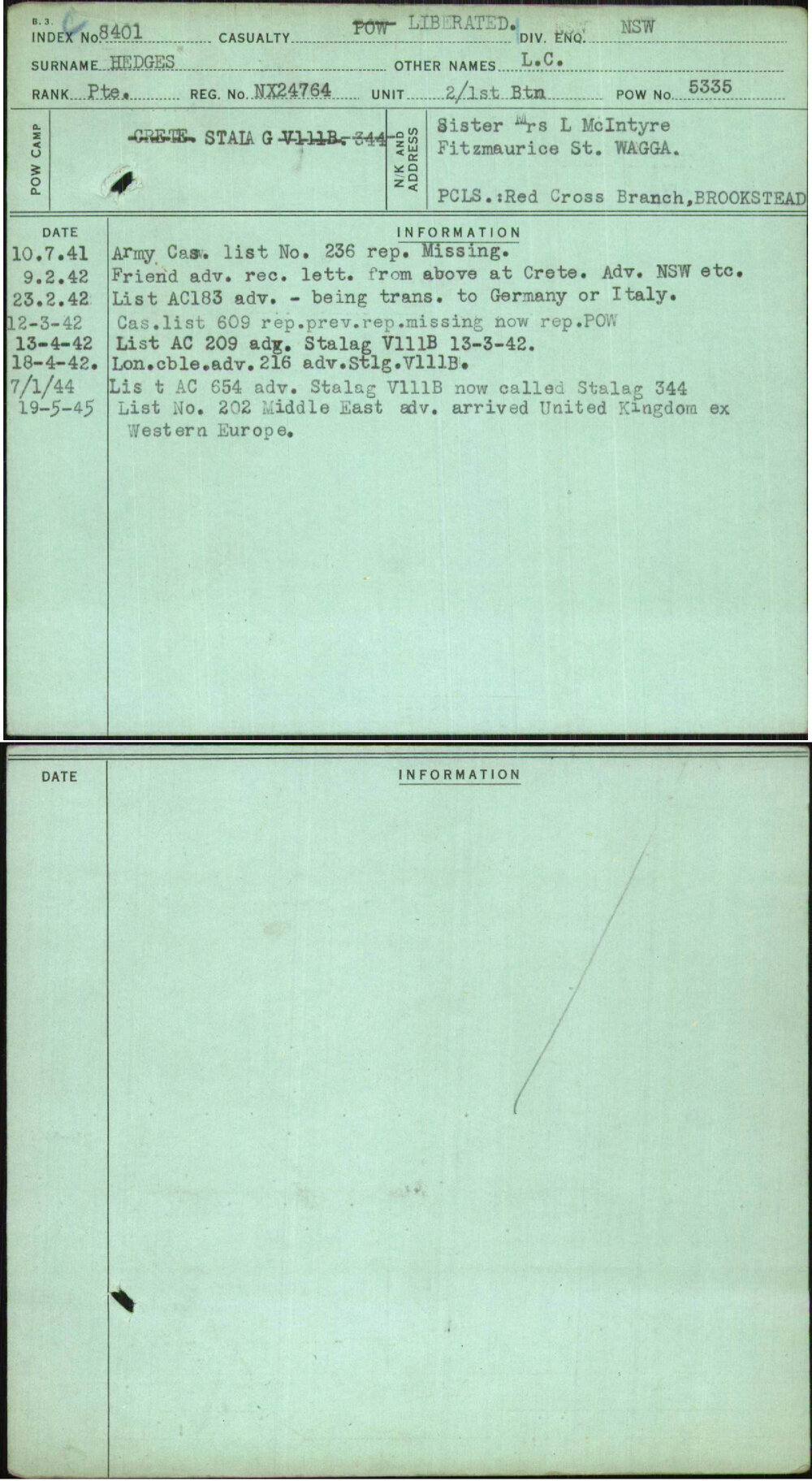 Hedges, L C, NX24764