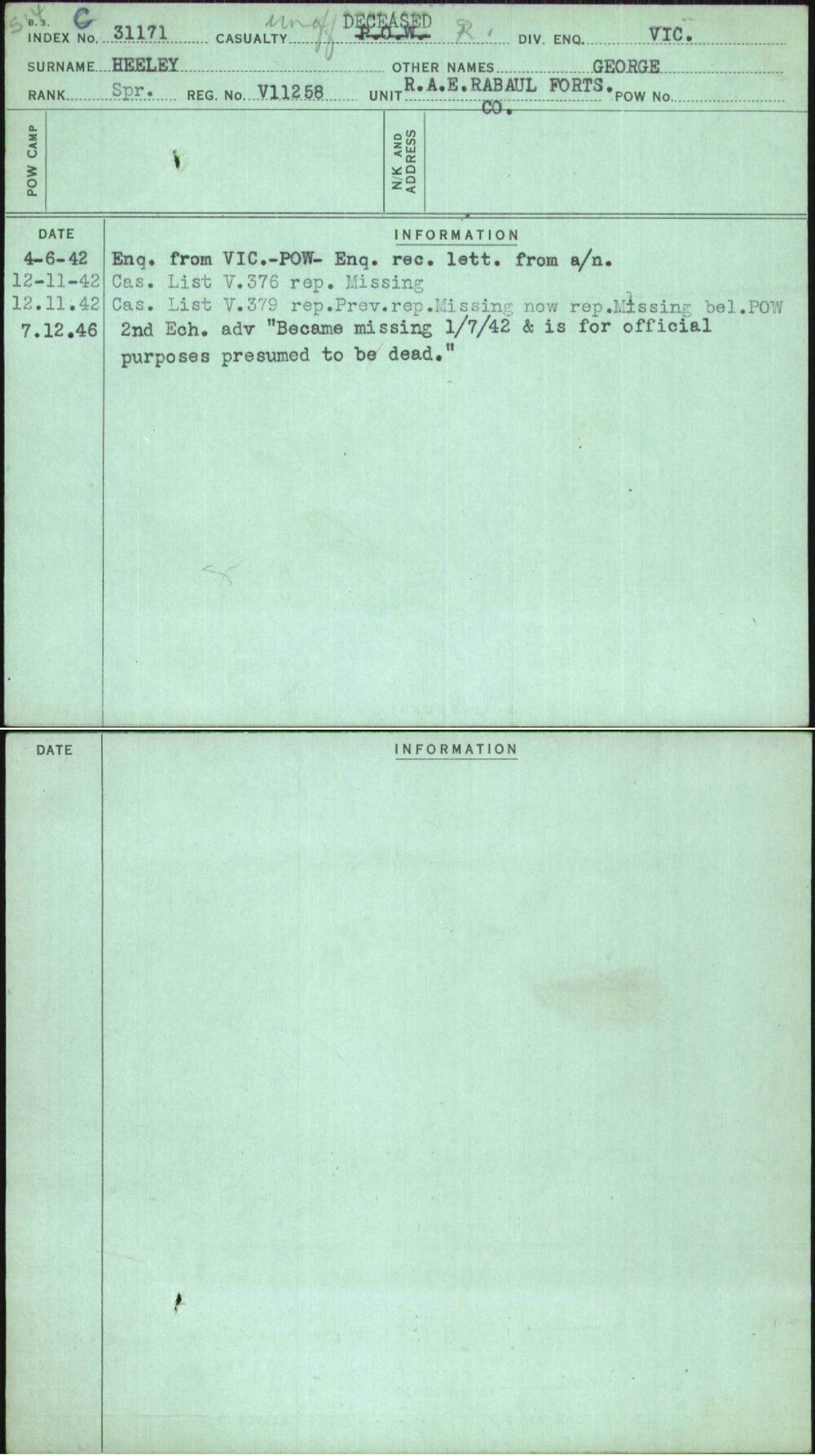 Heeley, George, V11258