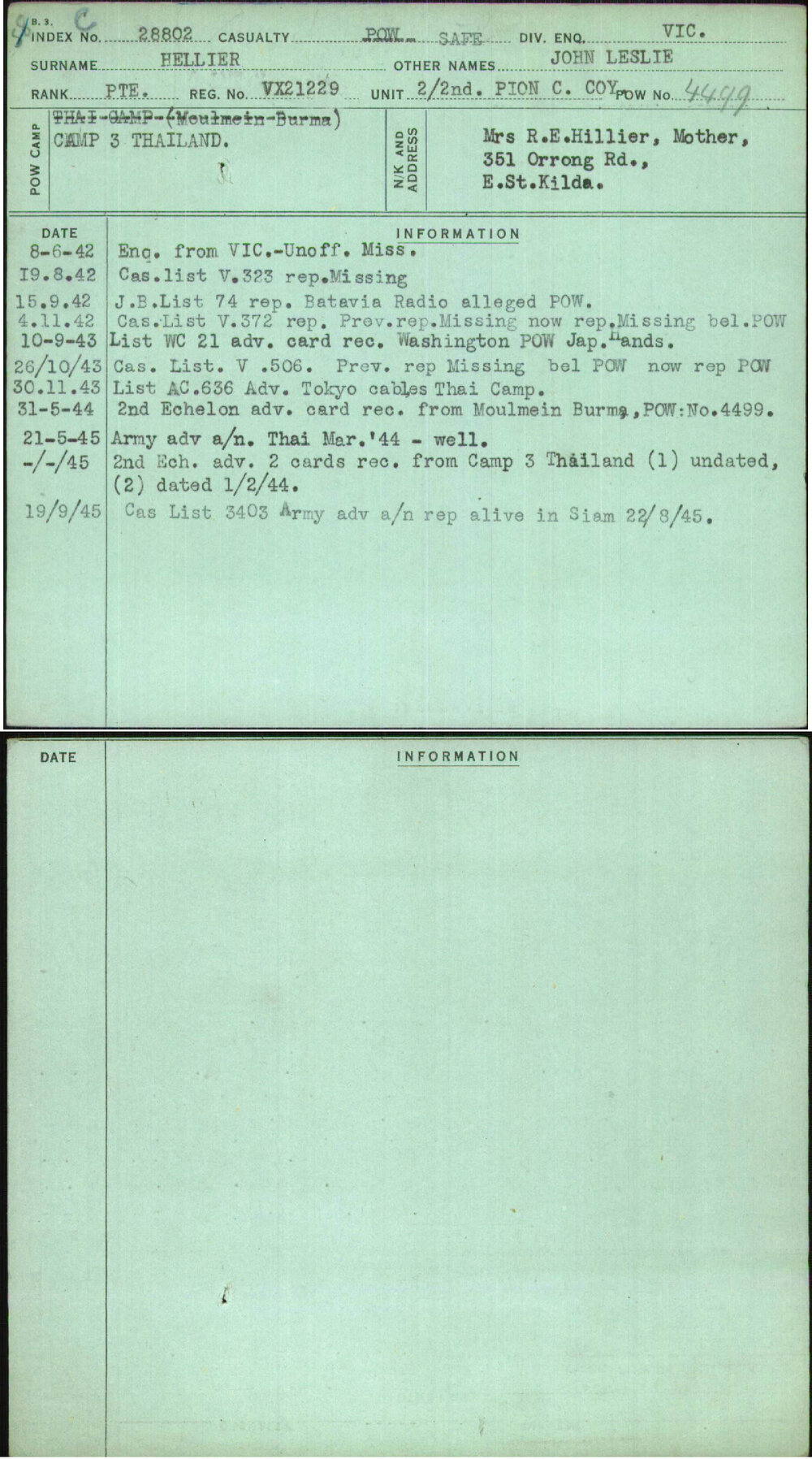Hellier, John Leslie, VX21229