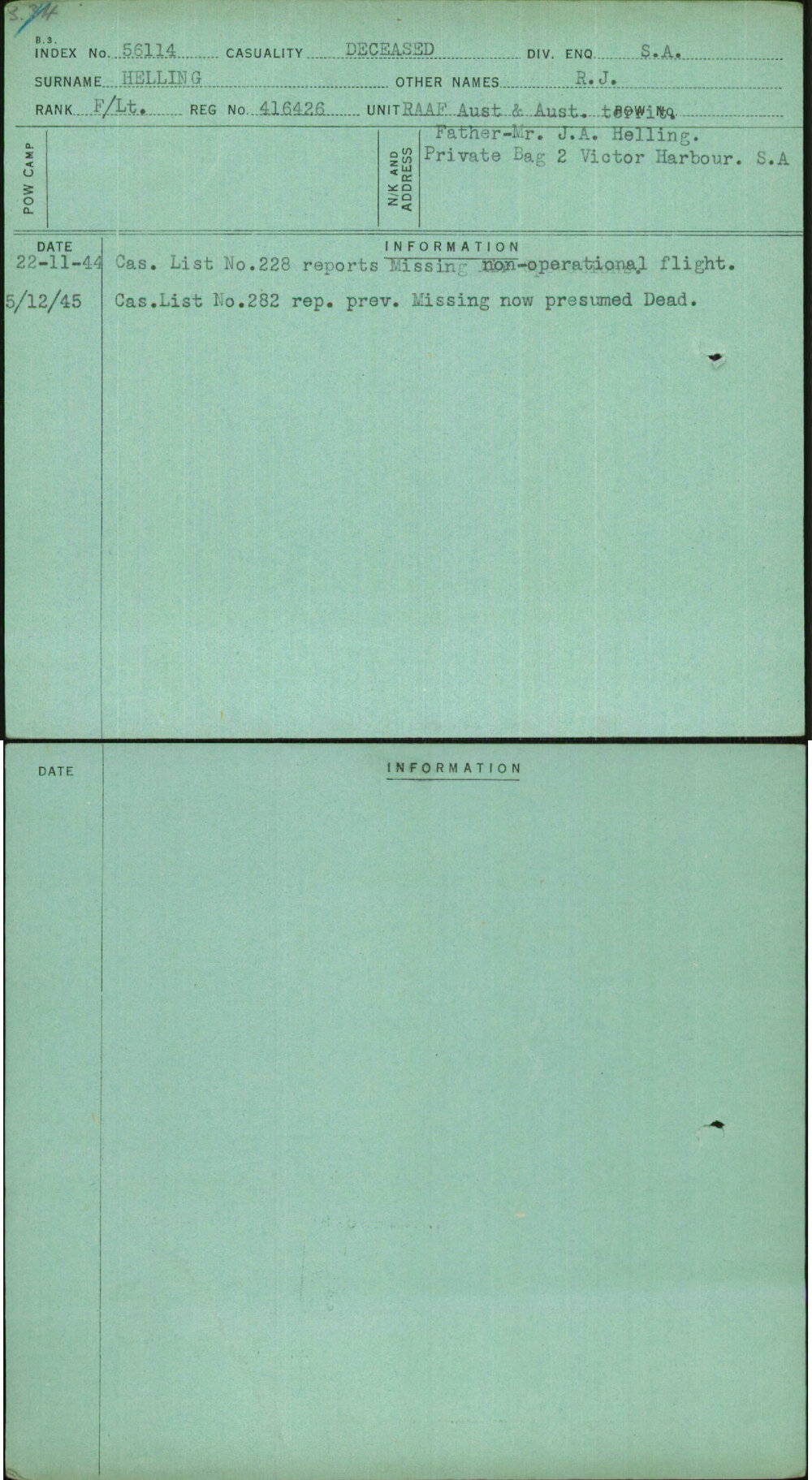 Helling, R J, 416426