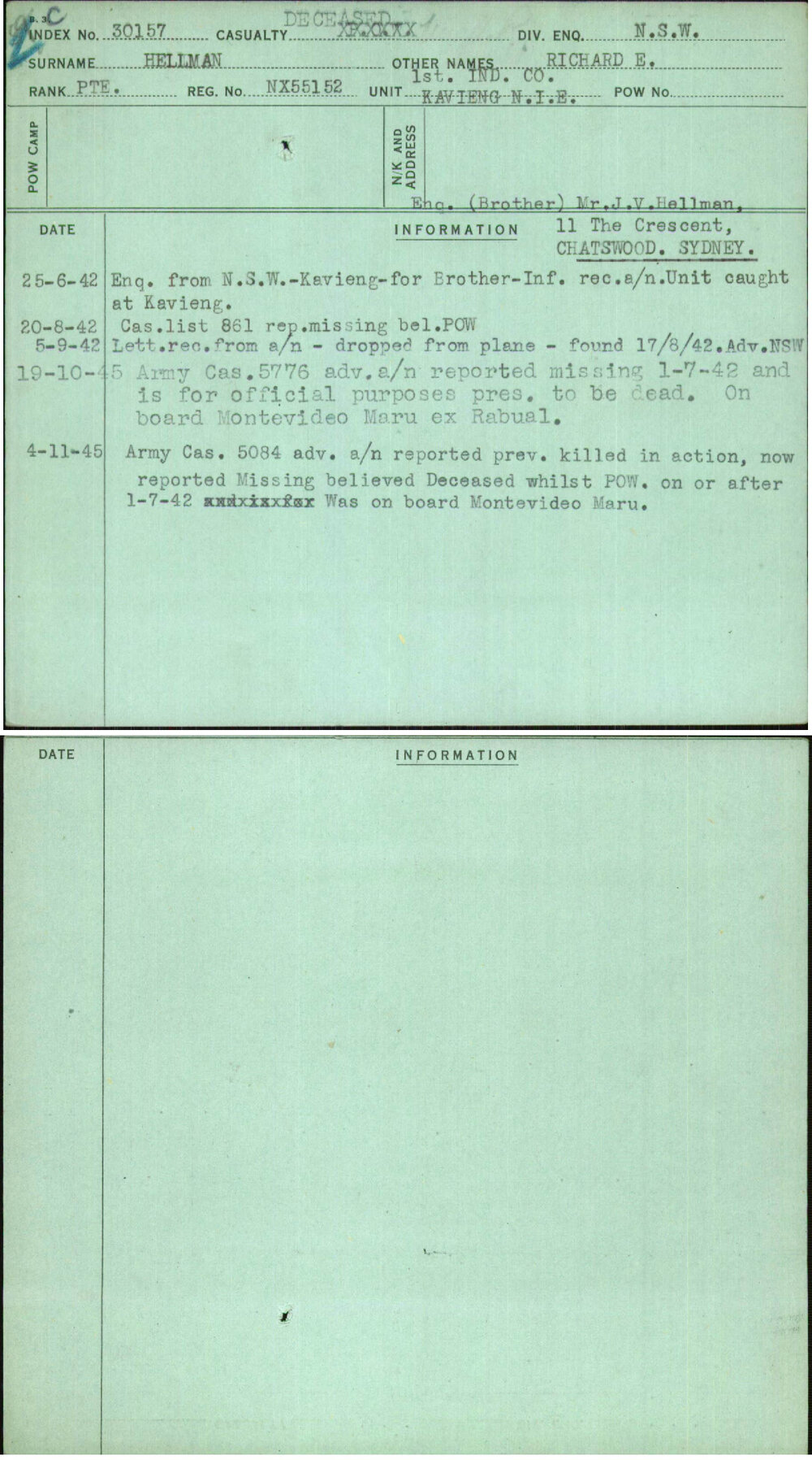 Hellman, Richard E, NX55152