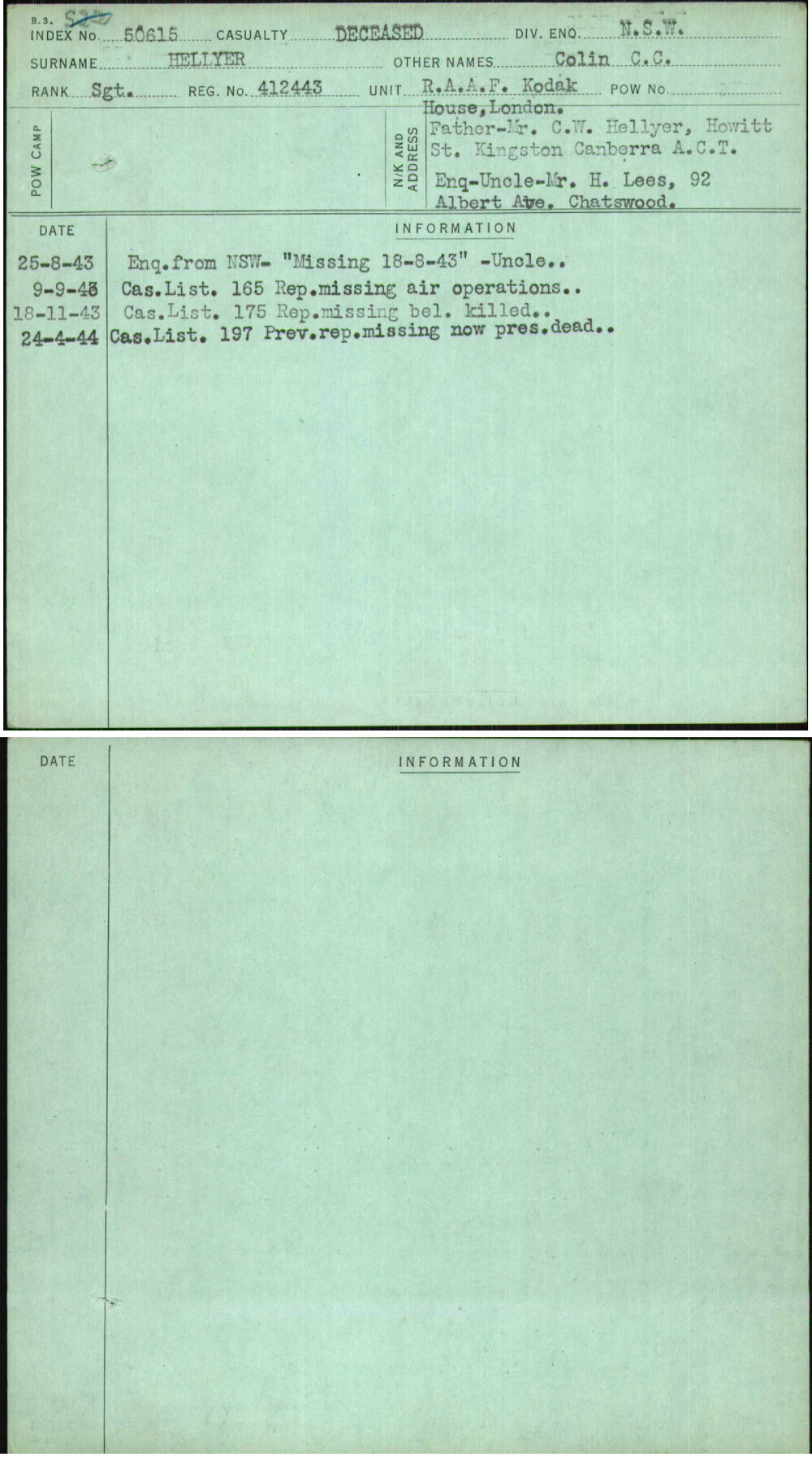 Hellyer, Colin C C, 412443