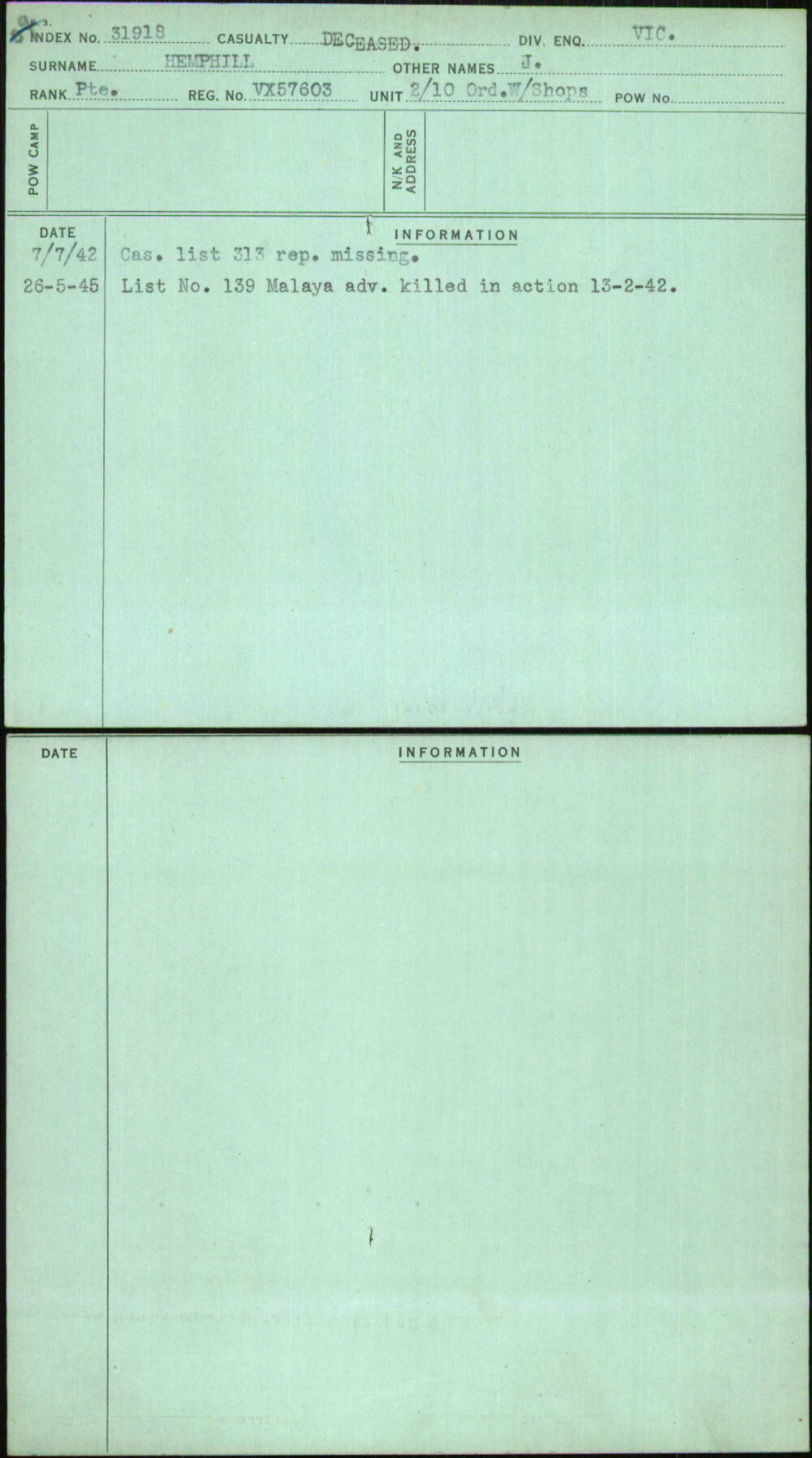 Hemphill, J, VX57603