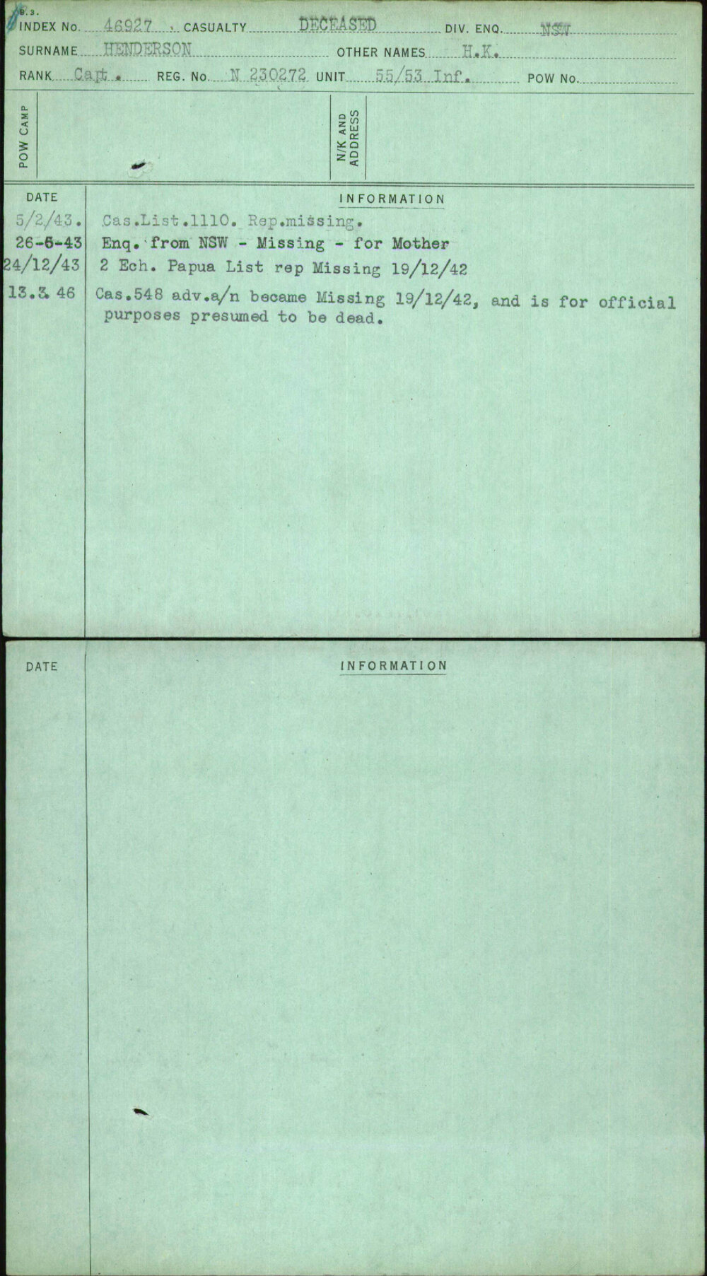 Henderson, H K, N230272