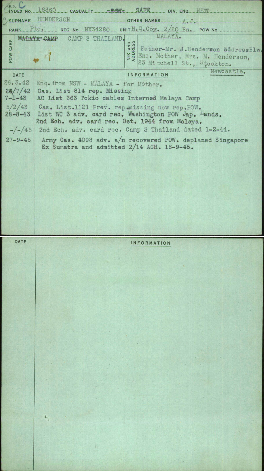 Henderson, A J, NX34280