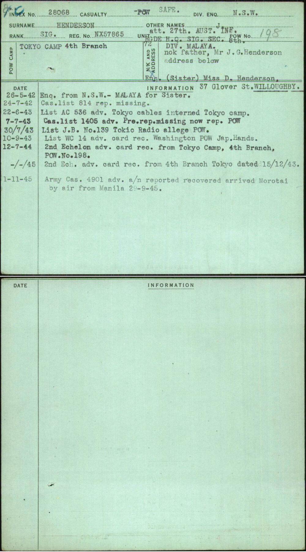 Henderson, J, NX57865