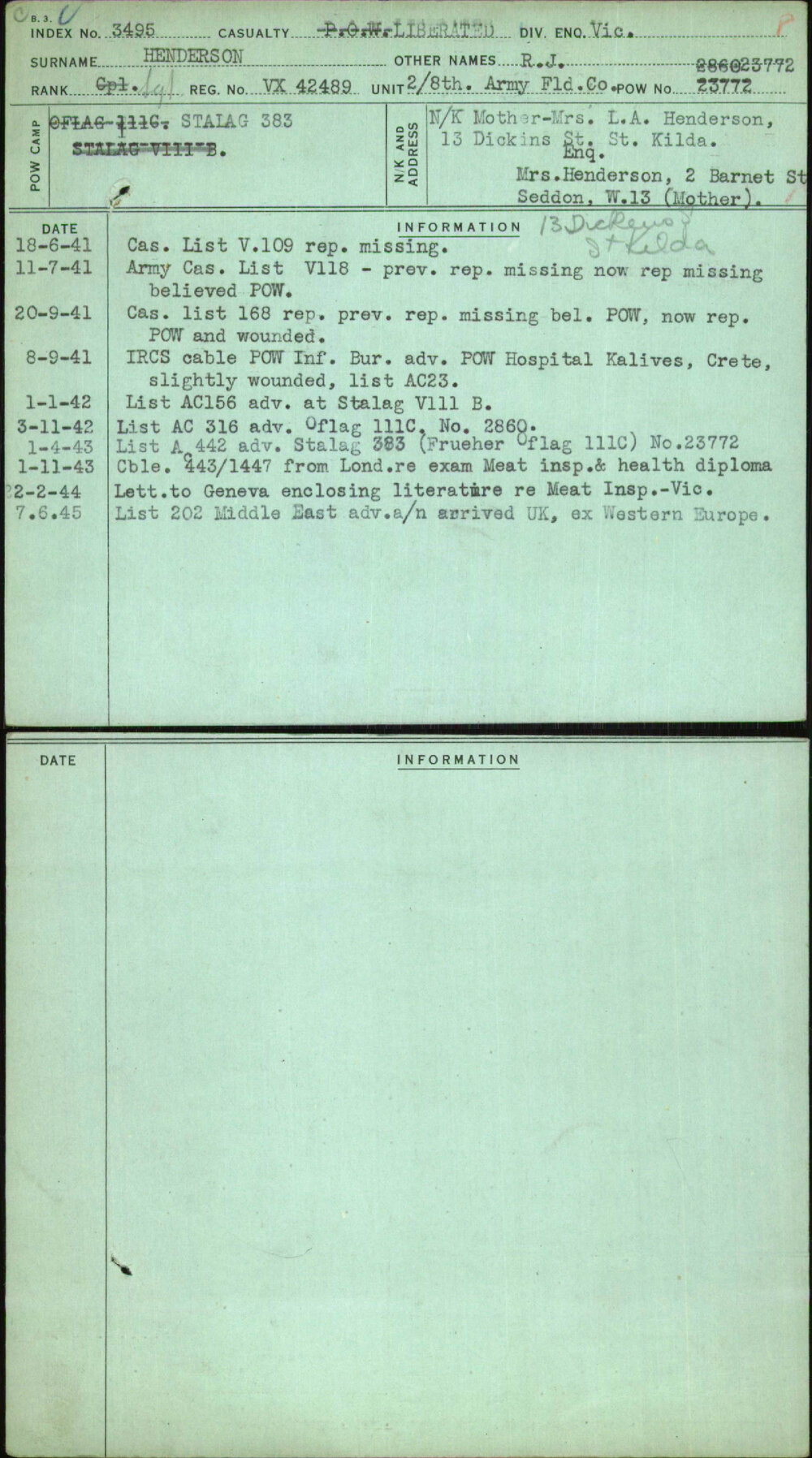 Henderson, R J, VX42489