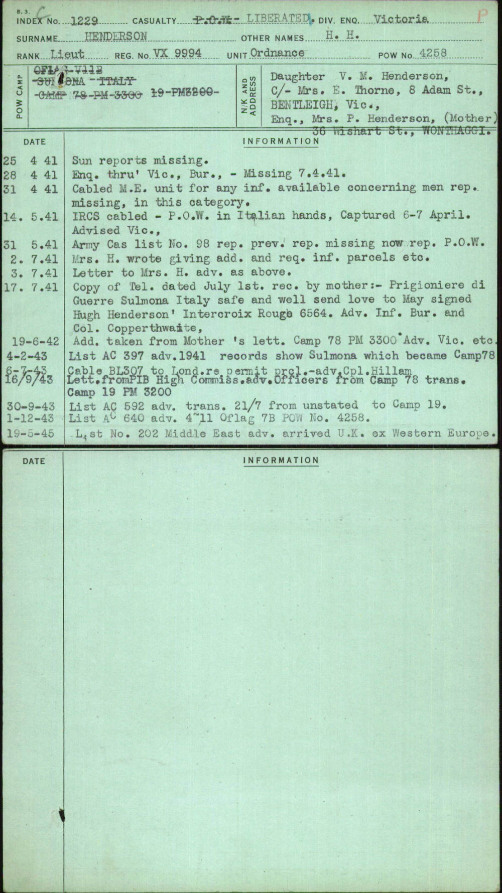 Henderson, H H, VX9994