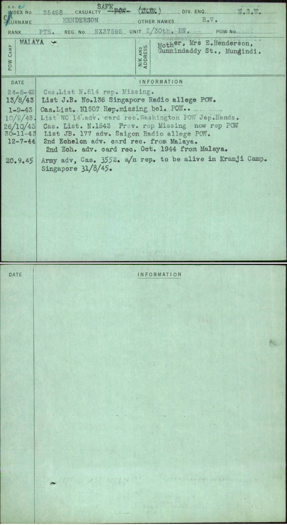 Henderson, R V, NX37595