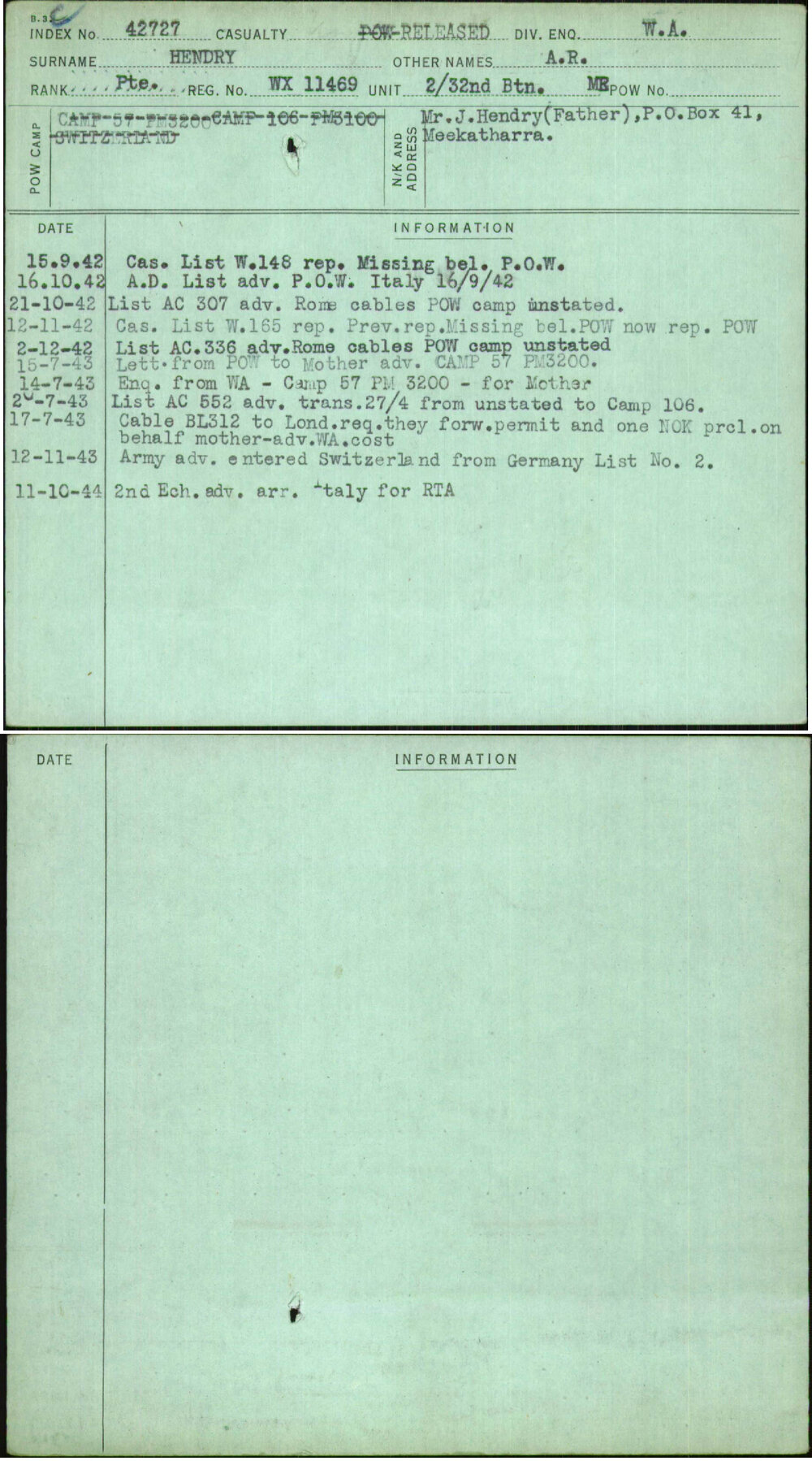 Hendry, A R, WX11469