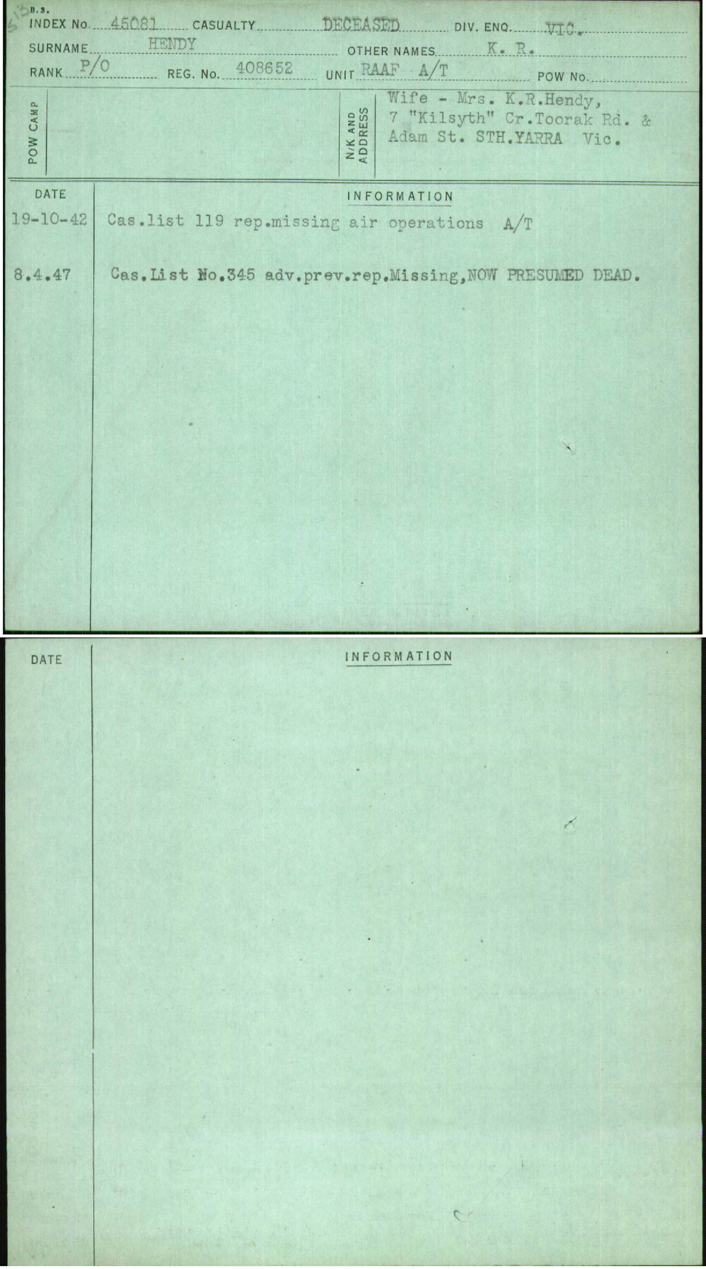 Hendy, K R, 408652