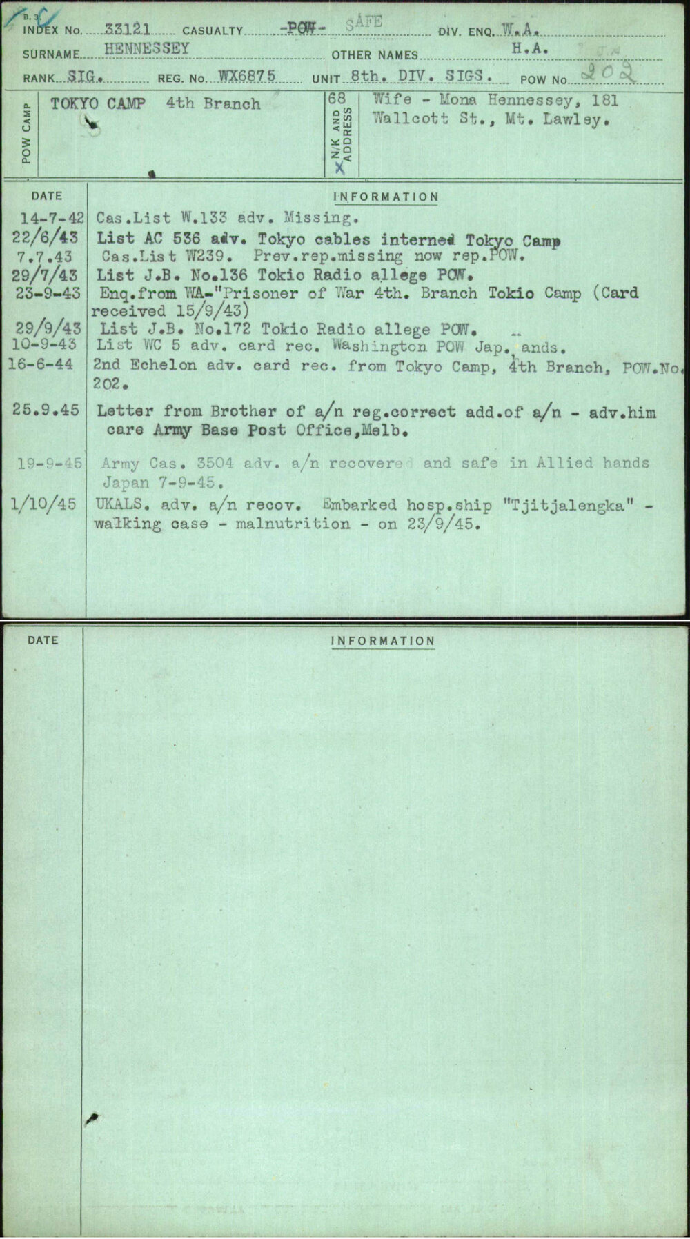 Hennessey, H A, WX6875