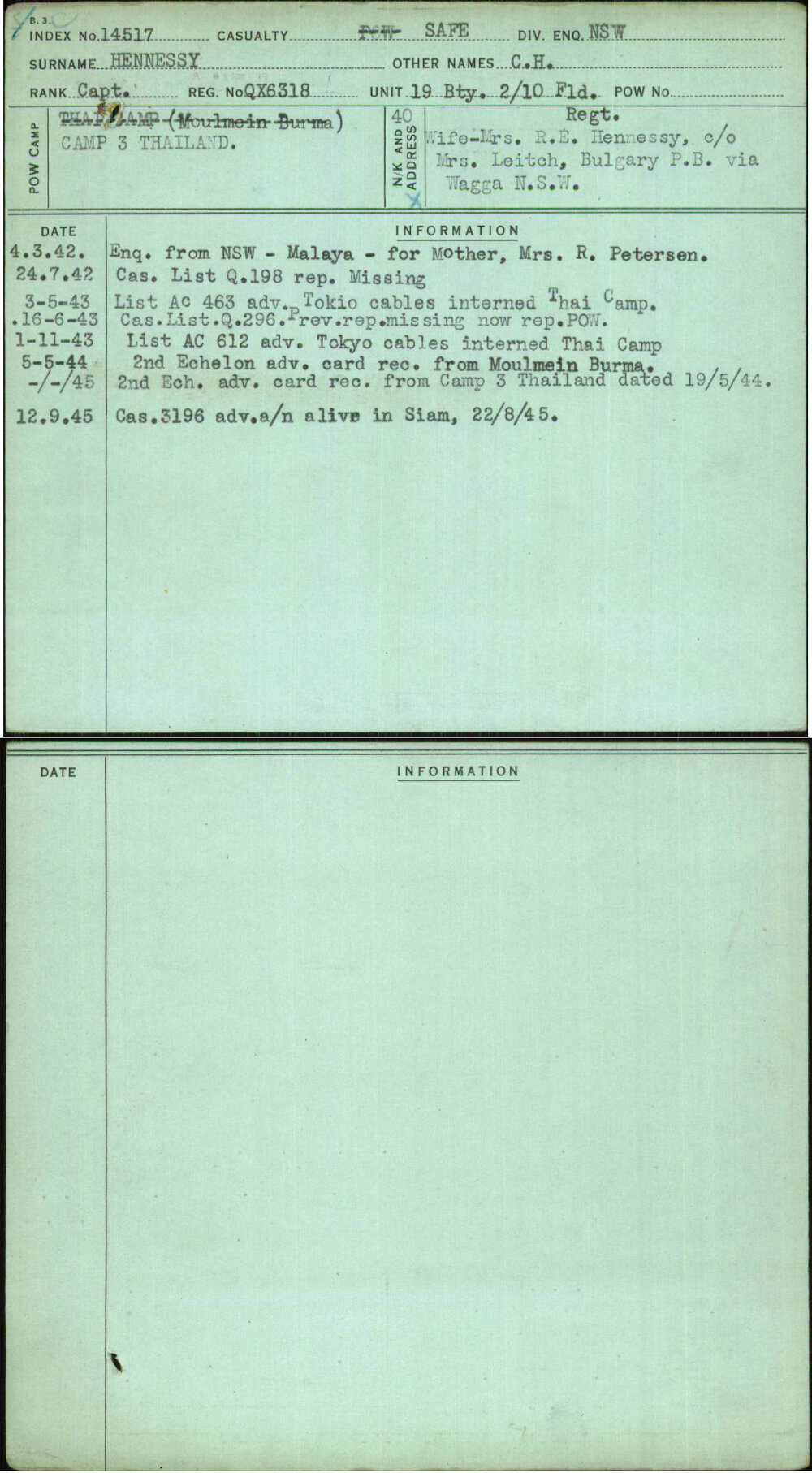 Hennessy, C H, QX6318