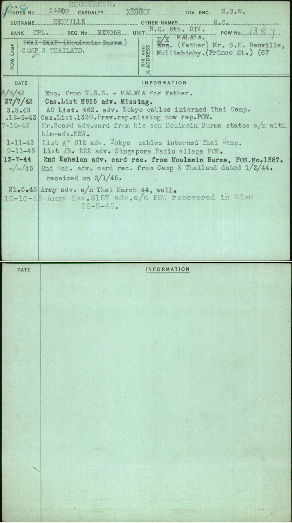 Henville, R C, NX7058