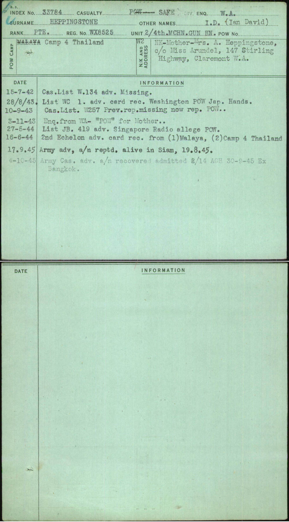 Heppingstone, I D (Ian David), WX8525