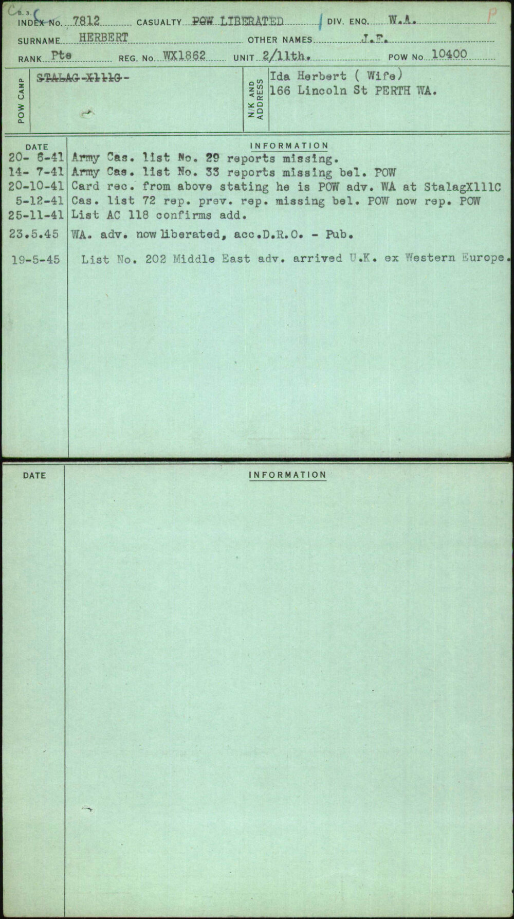 Herbert, J F, WX1862