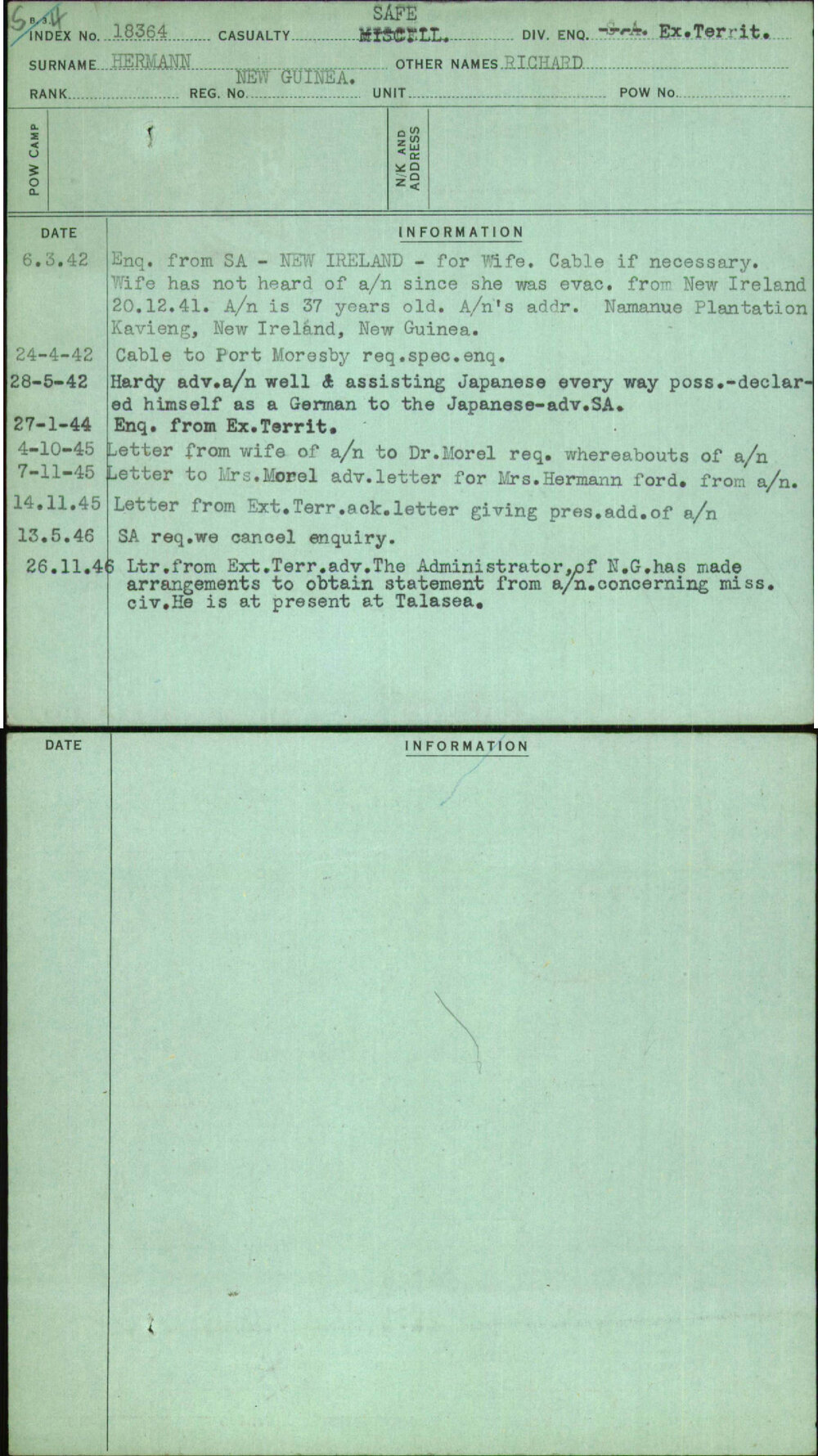 Hermann, Richard, New Guinea