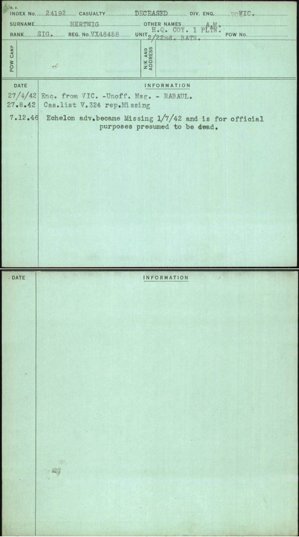 Hertwig, A M, VX48458