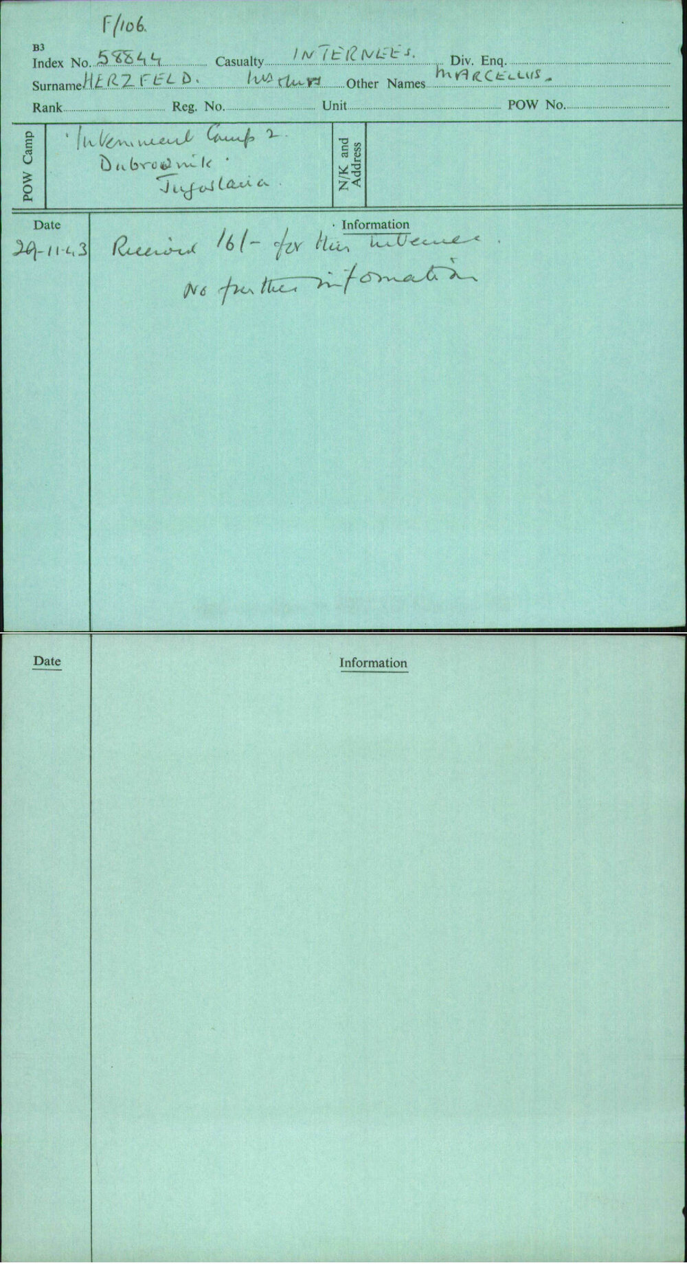 Herzfeld, Marcellus, [No Service Number]