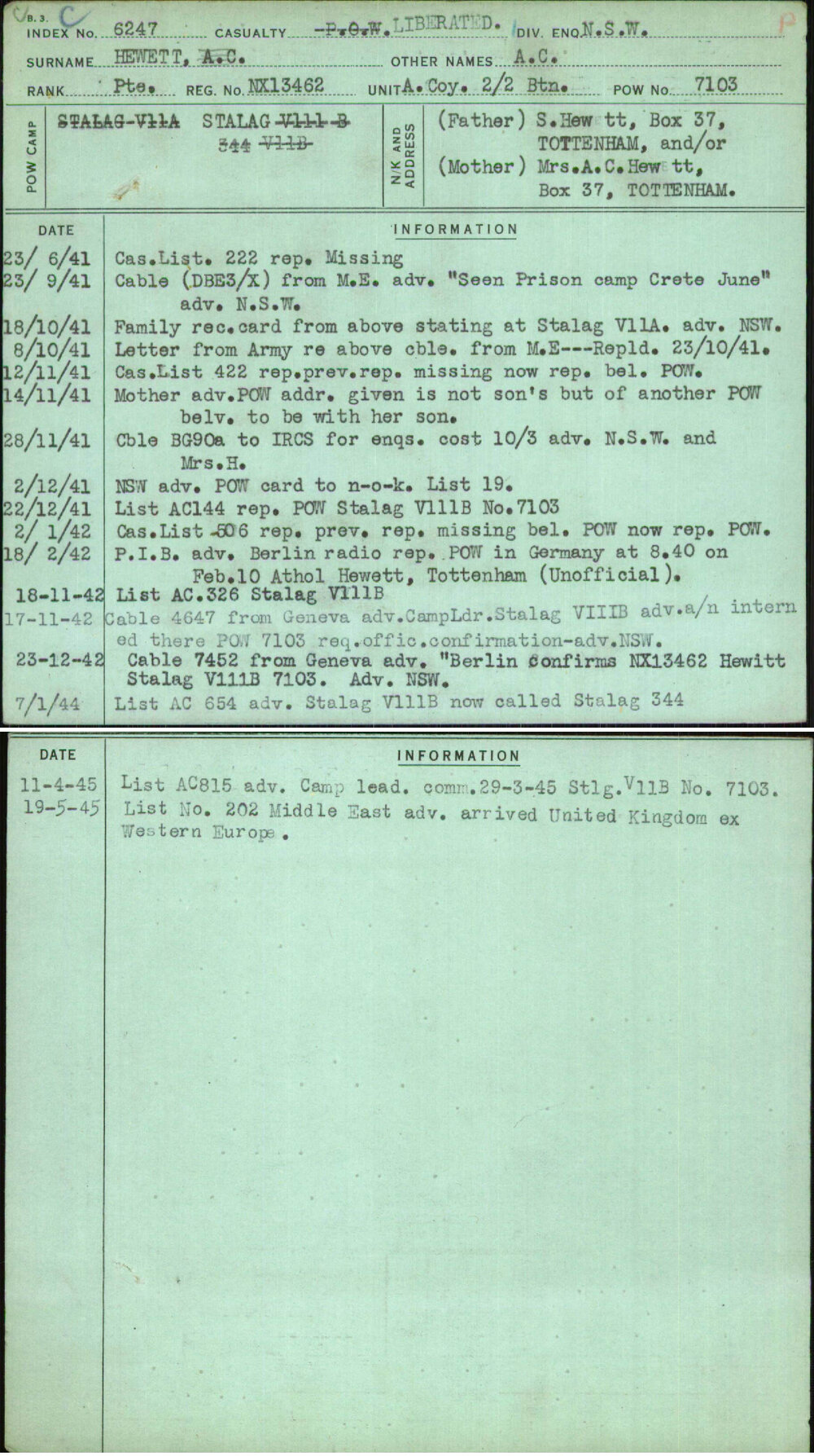 Hewett, A C, NX13462