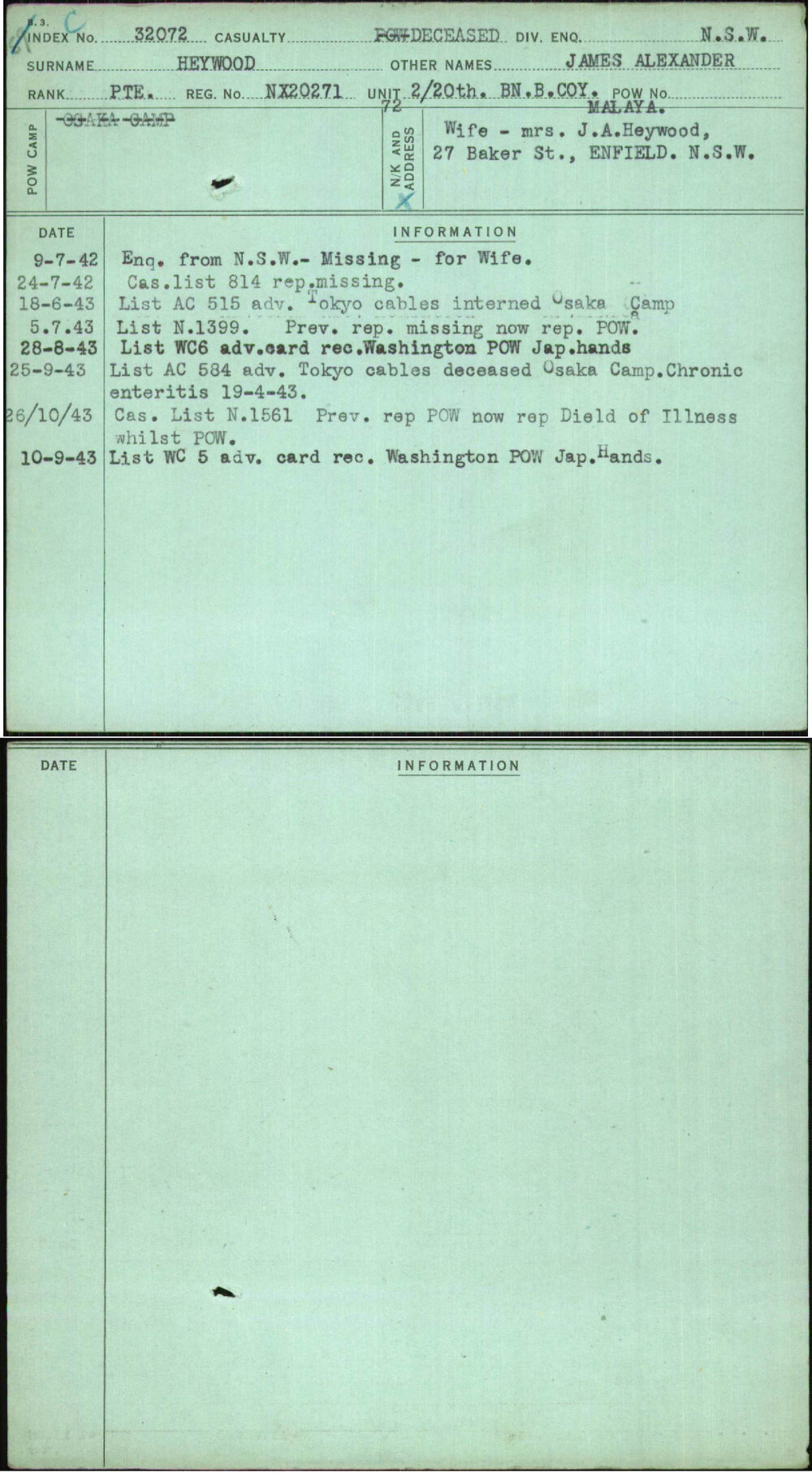 Heywood, James Alexander, NX20271