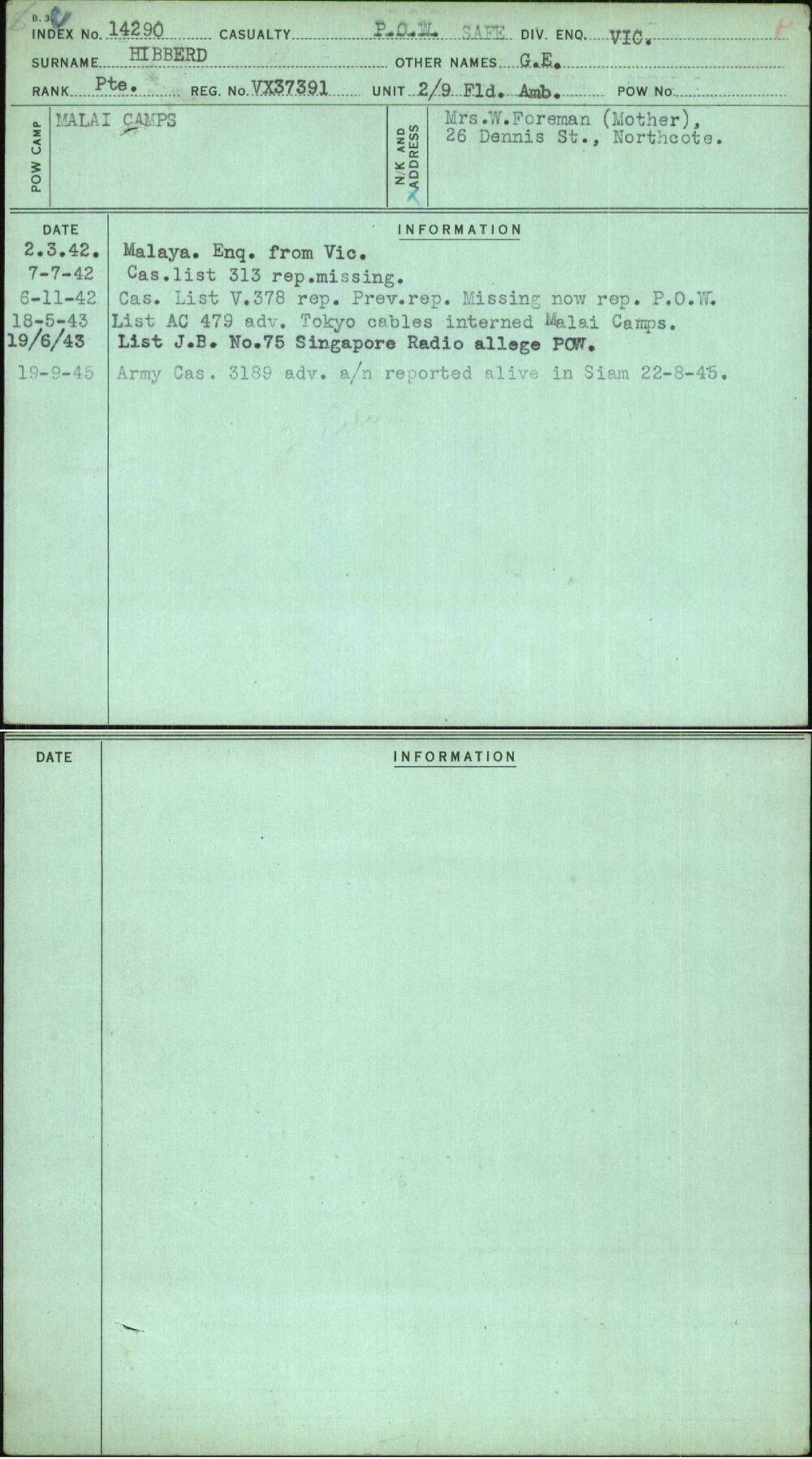 Hibberd, G E, VX37391