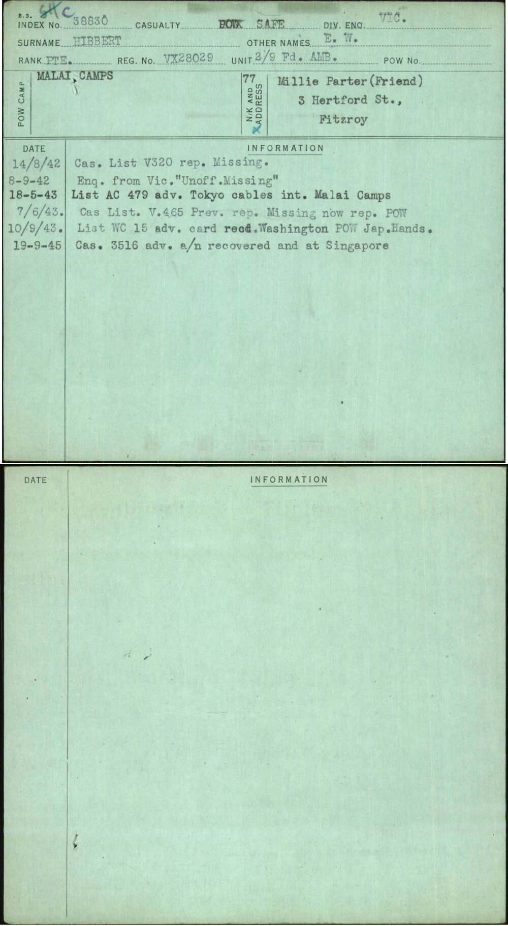 Hibbert, E W, VX28029